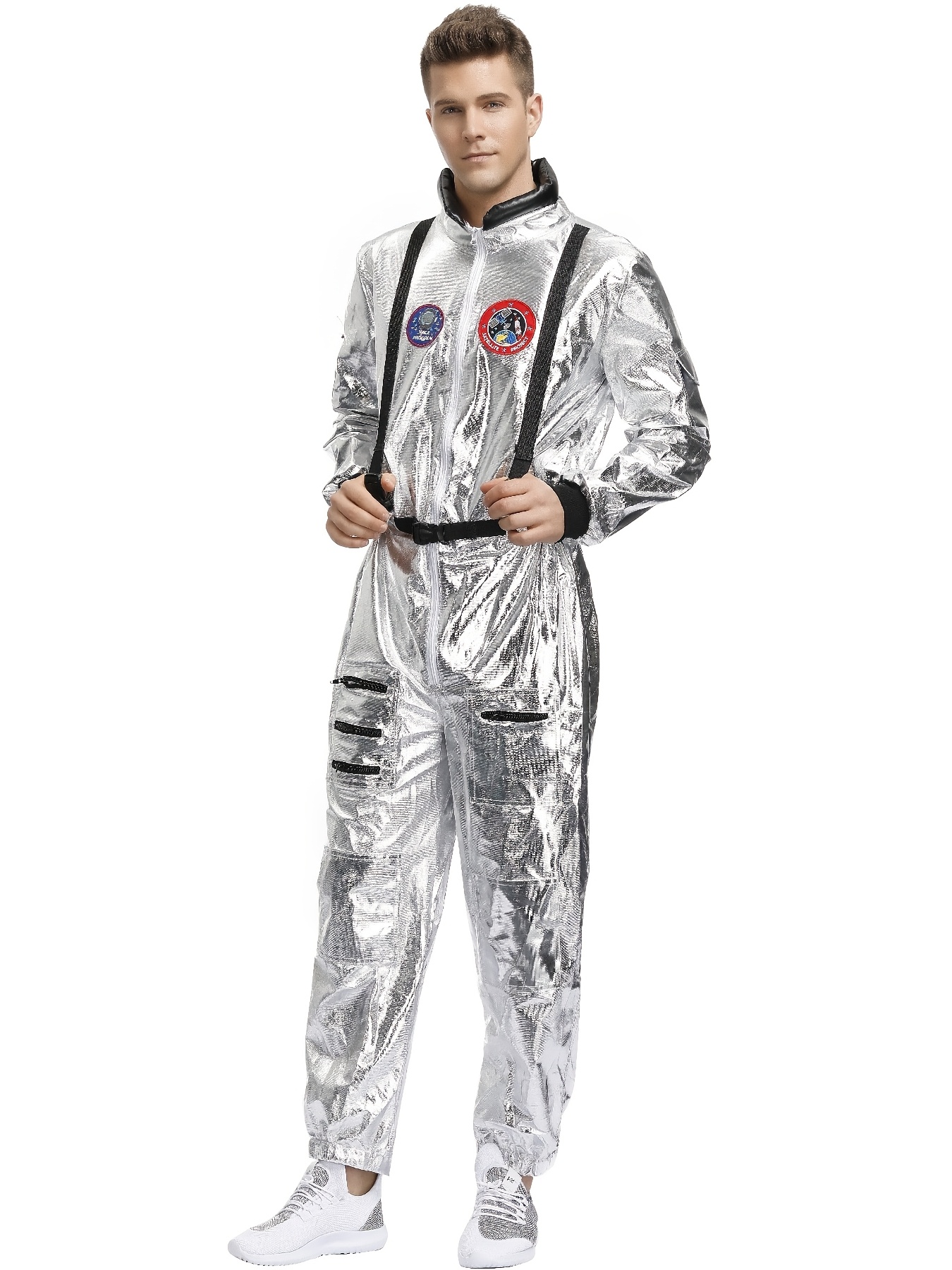 Men'S Silver Astronaut Costume Adult Spaceman Jumpsuit Space Explorer Suit for Halloween Party Role Play - Image 5