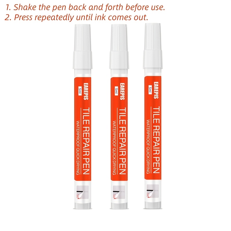 3pcs Tile Grout Pen, Wall Grout Marker, Non-Erasable Marker, Easy-to-Use White Filler, Suitable for Tile Floors and Bathroom Grout Repair - Image 5