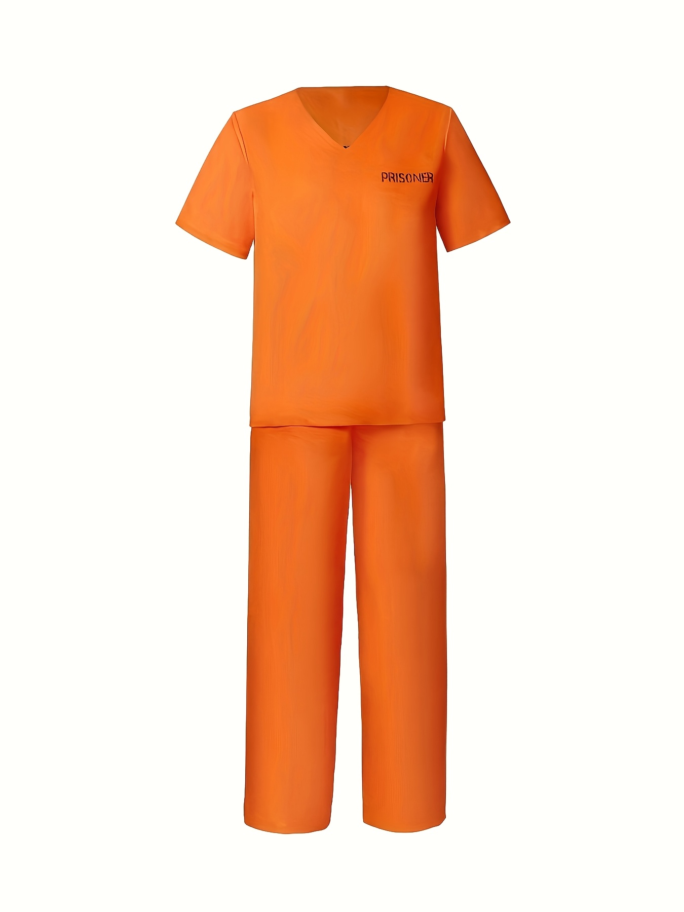Halloween Adult Prisoner Costume, Stage Role-Play Jailhouse Outfit, Short-Sleeve Set - Image 2