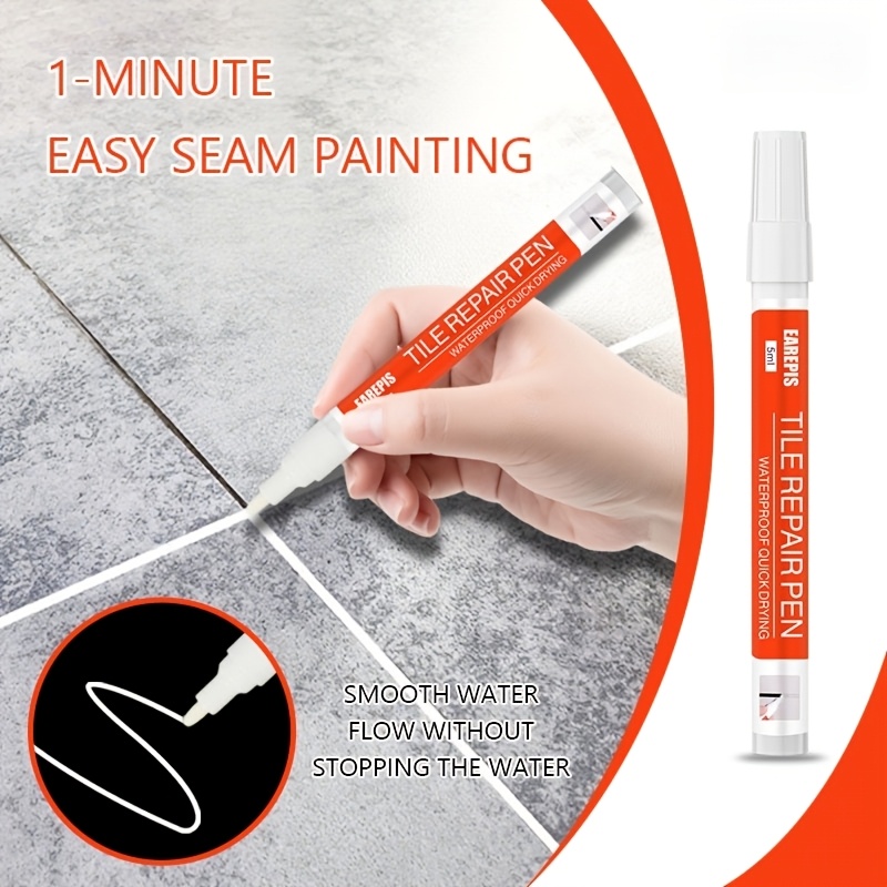 3pcs Tile Grout Pen, Wall Grout Marker, Non-Erasable Marker, Easy-to-Use White Filler, Suitable for Tile Floors and Bathroom Grout Repair