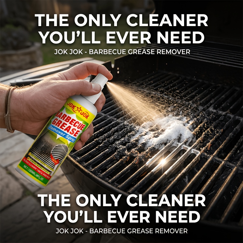BBQ Grill Cleaner, Heavy Duty Degreaser Cleaning & Polishing Formula, Removes Tough Grease Burnt Food & Carbon Residue, Streak-Free Shine, for Gas Charcoal Electric Grills Oven Racks, Kitchen Cleaning Essential