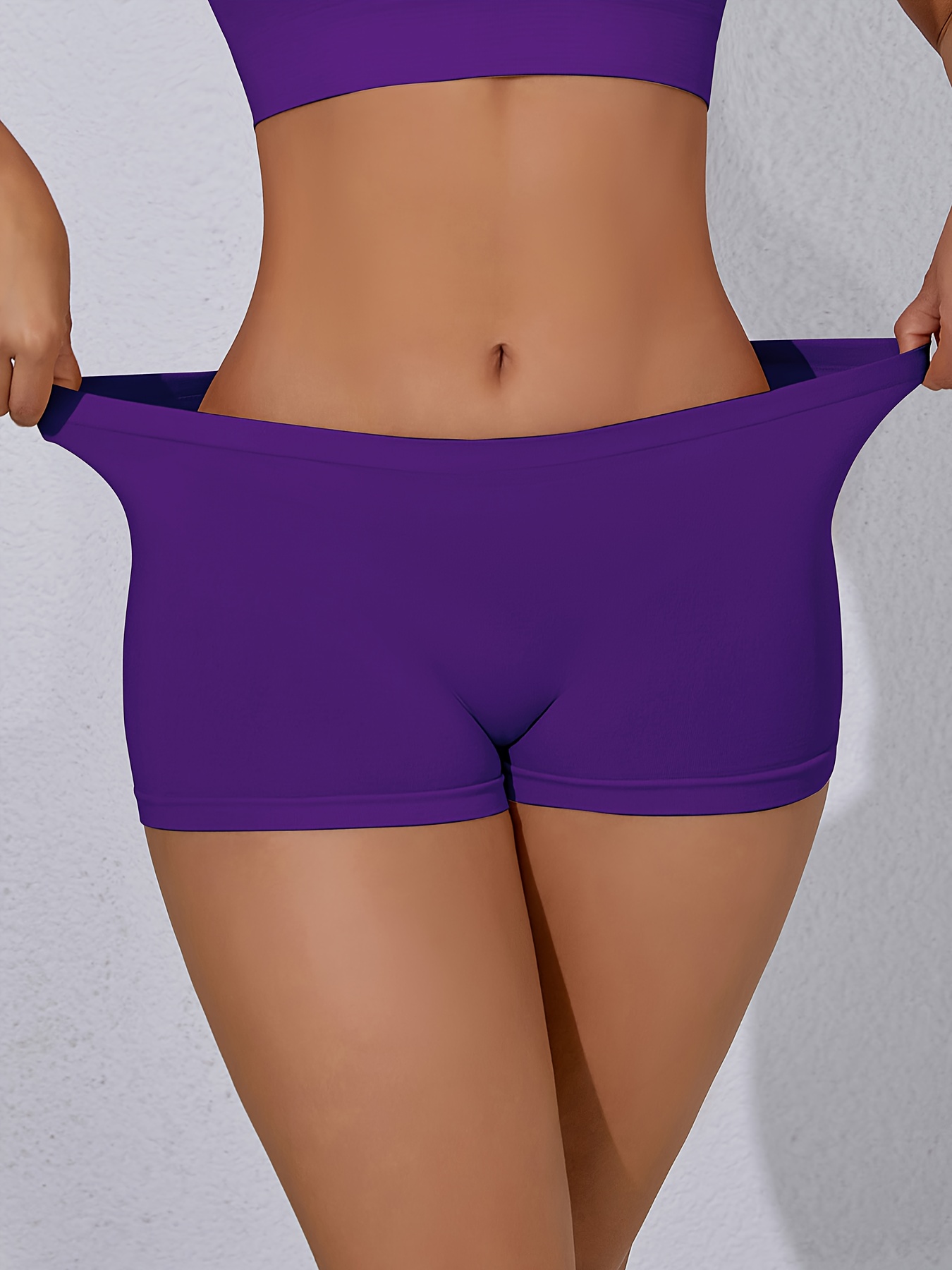 Women'S Seamless Boxer Briefs One-Piece Traceless Anti-Exposure Shorts Easy Solid Color Boxer Briefs - Image 4