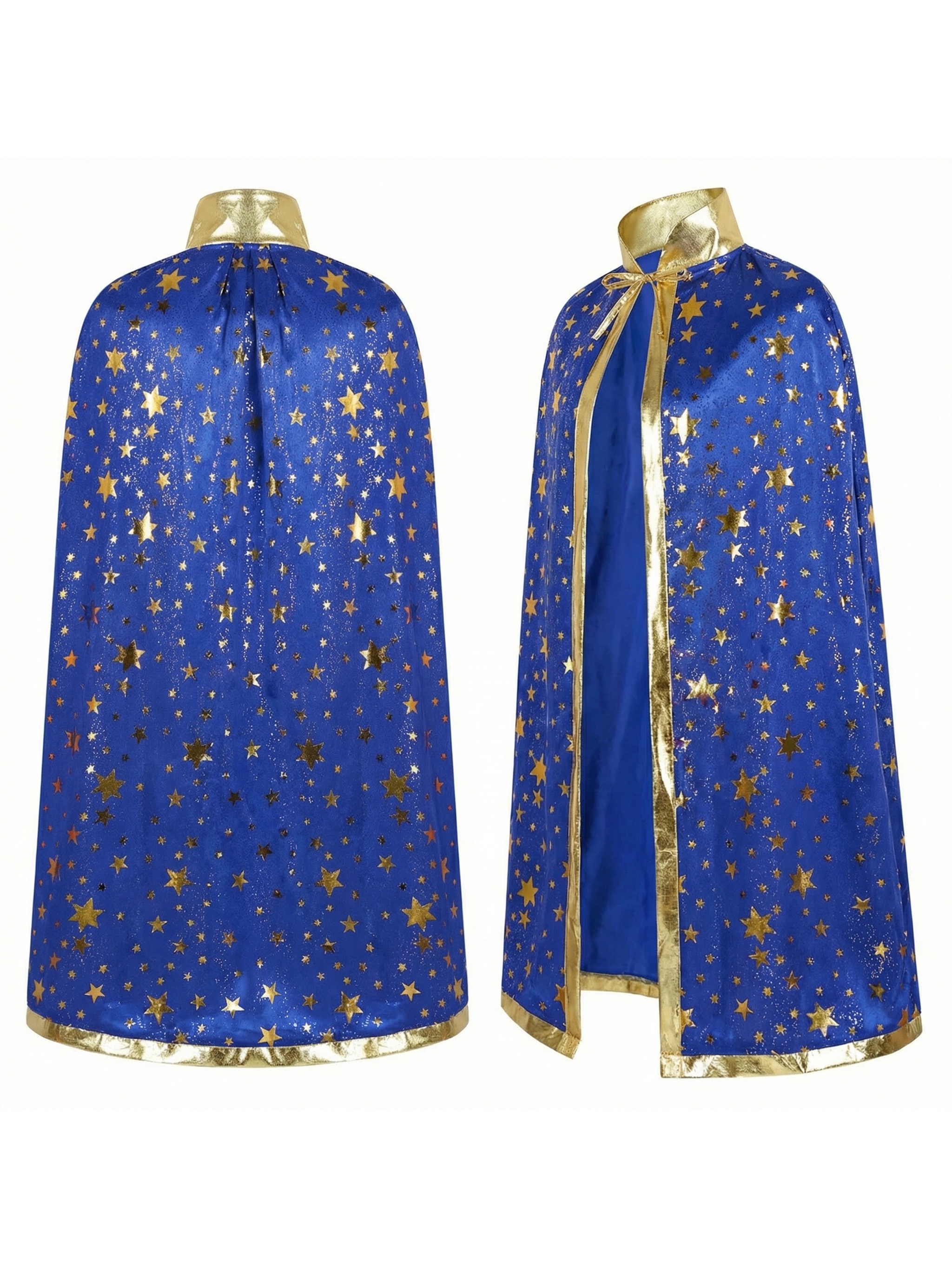 3pcs Wizard Costume for Teens, Blue & Golden Starry Witch Cape with Pointed Hat and Round Eyeglass Frames (No Lenses), Teenager Styling Costume for Halloween, Carnival, Masquerade, and School Performance, for Teenager - Image 10