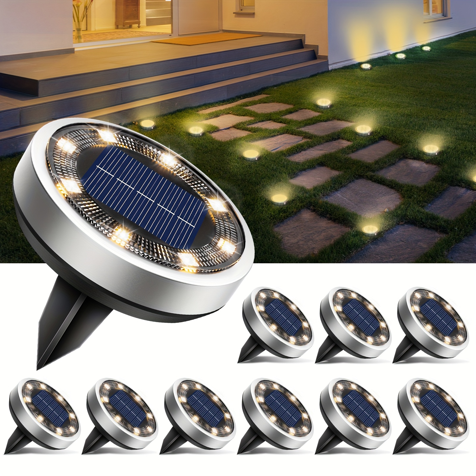 4/5/6/8/10/12/20pcs Super Bright Solar Ground Lights Outdoor(Regular/Mini Version) IP44Solar-powered In-Ground Lights Perfect For Garden Backyard Stairs Deck Swimming Pool Pathway Driveway Road Flower Bed Auto Off And On Easy To Install - Image 22