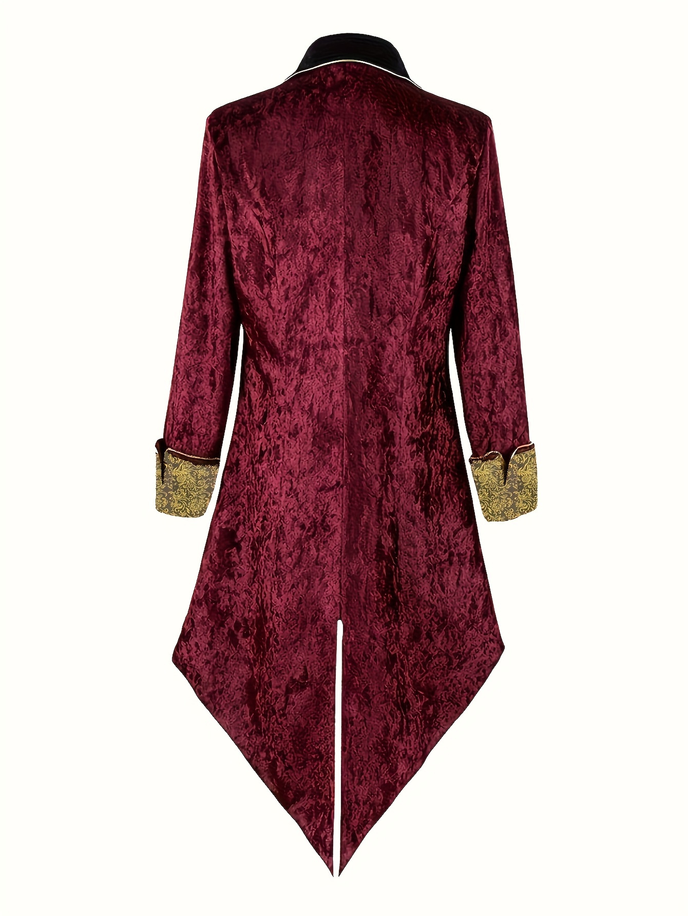 Men's Vintage Velvet Tuxedo with Embroidery - Long Sleeve, Court Style for Stage Performances & Halloween Costumes - Image 4