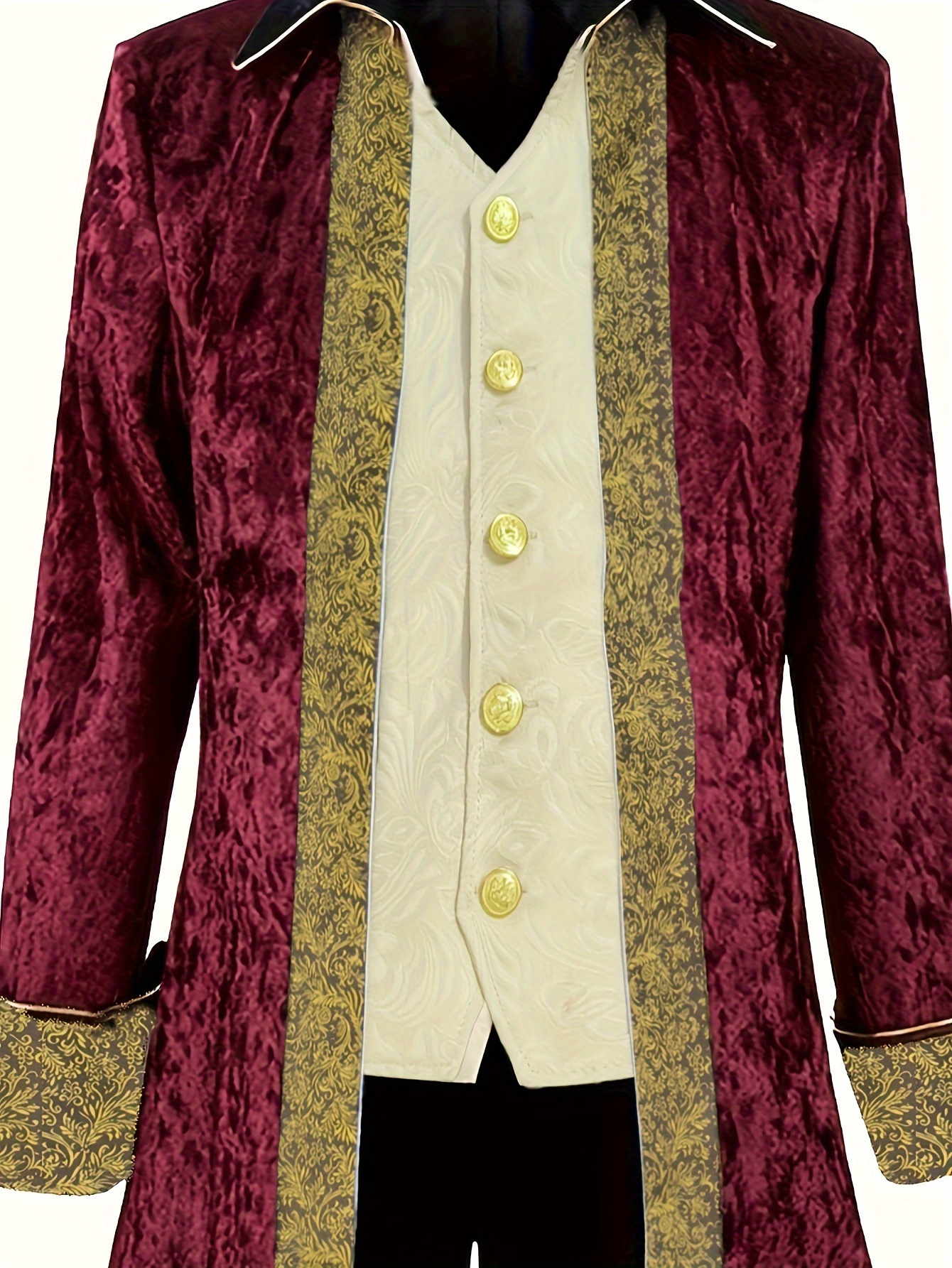Men's Vintage Velvet Tuxedo with Embroidery - Long Sleeve, Court Style for Stage Performances & Halloween Costumes - Image 10