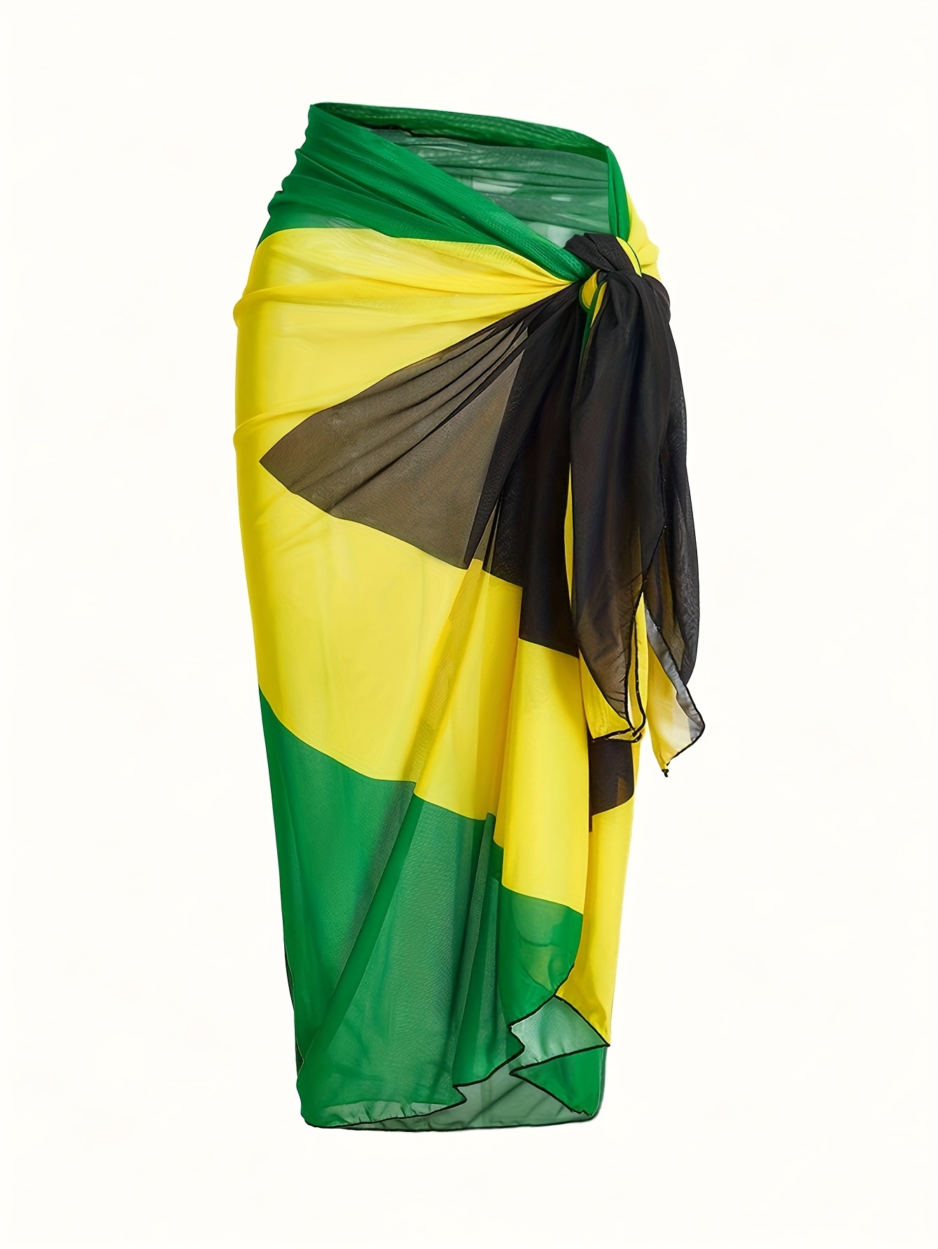 Plus Size One-Piece New Beach Vacation Jamaican Style Mesh Sheer Cover-Up - Image 9