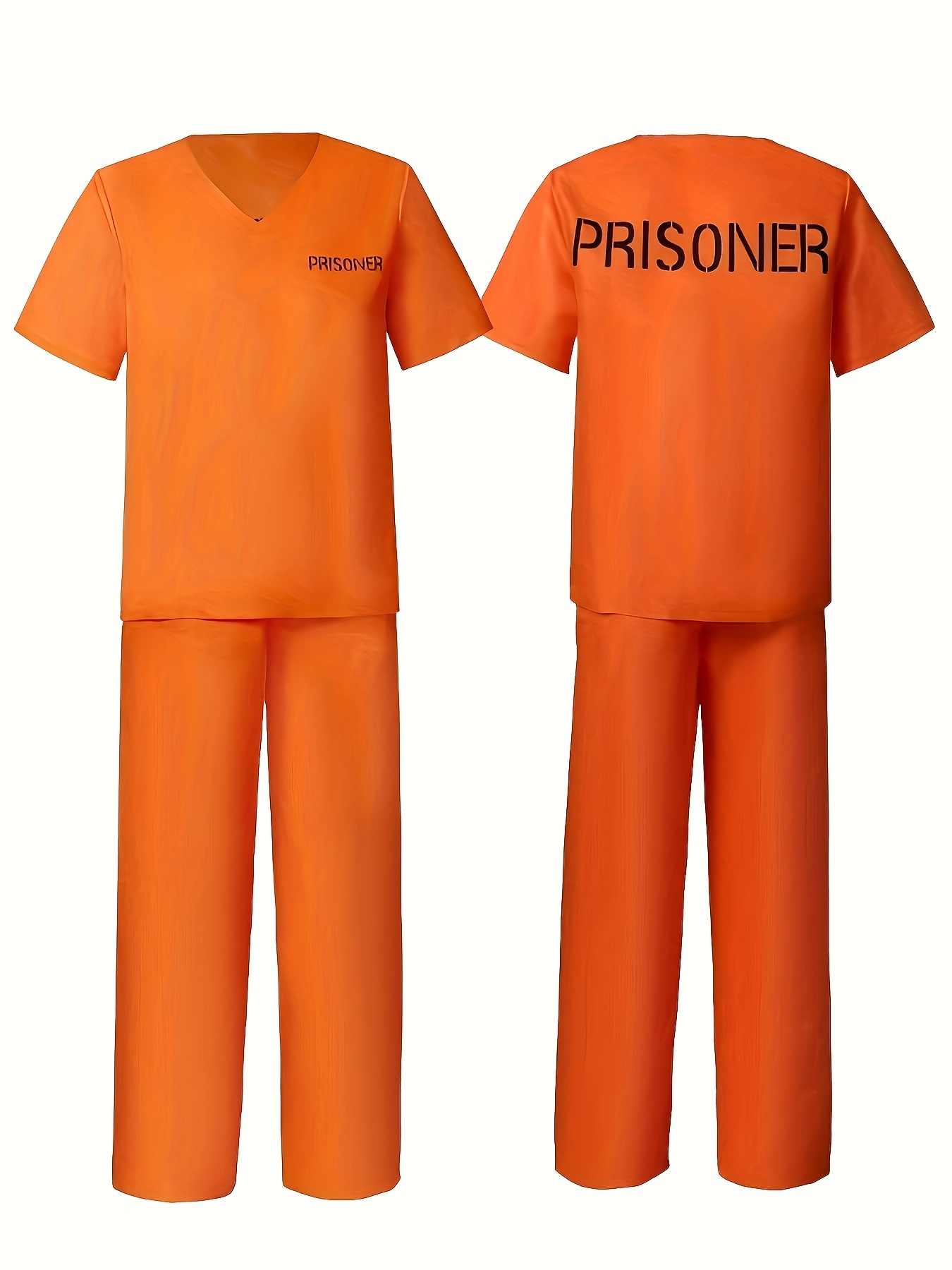 Halloween Adult Prisoner Costume, Stage Role-Play Jailhouse Outfit, Short-Sleeve Set