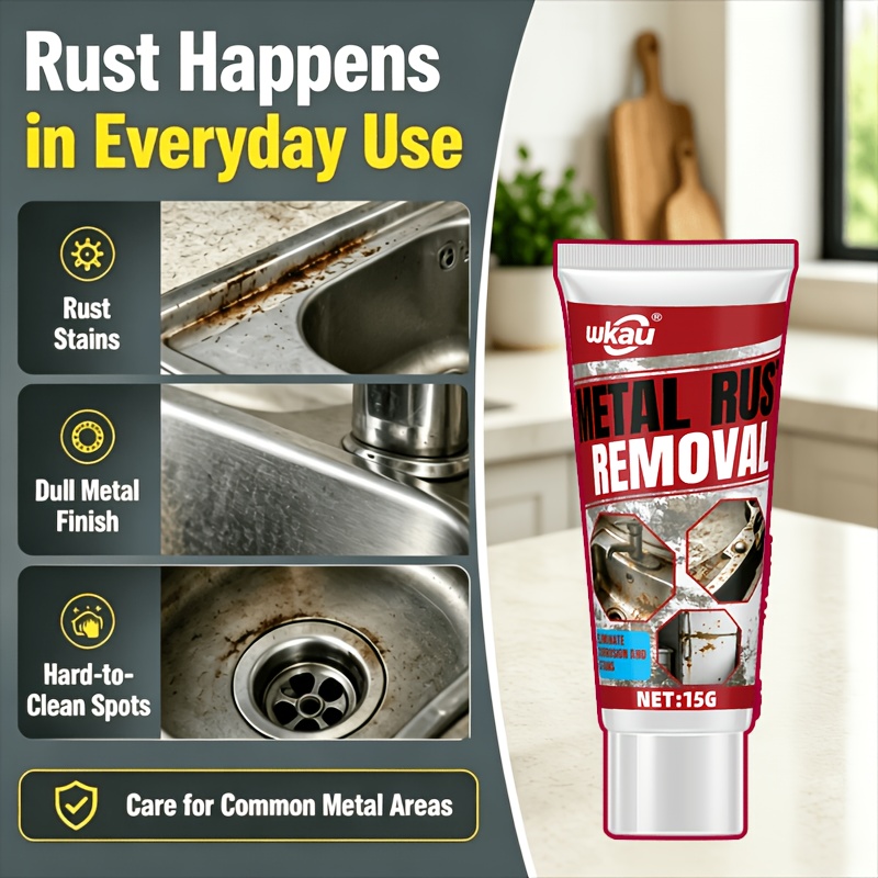 Metal Rust Removal & Protection Paste - Powerful Anti-corrosion Peroxide Formula, Fast-acting. Works on Fridges, Sinks, Scissors, All Metals, Lasting Rust Shield & Surface Care.