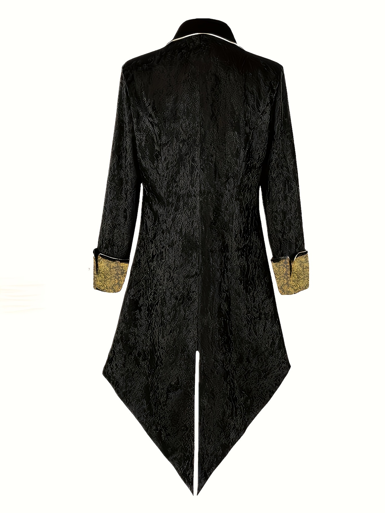 Men's Vintage Velvet Tuxedo with Embroidery - Long Sleeve, Court Style for Stage Performances & Halloween Costumes