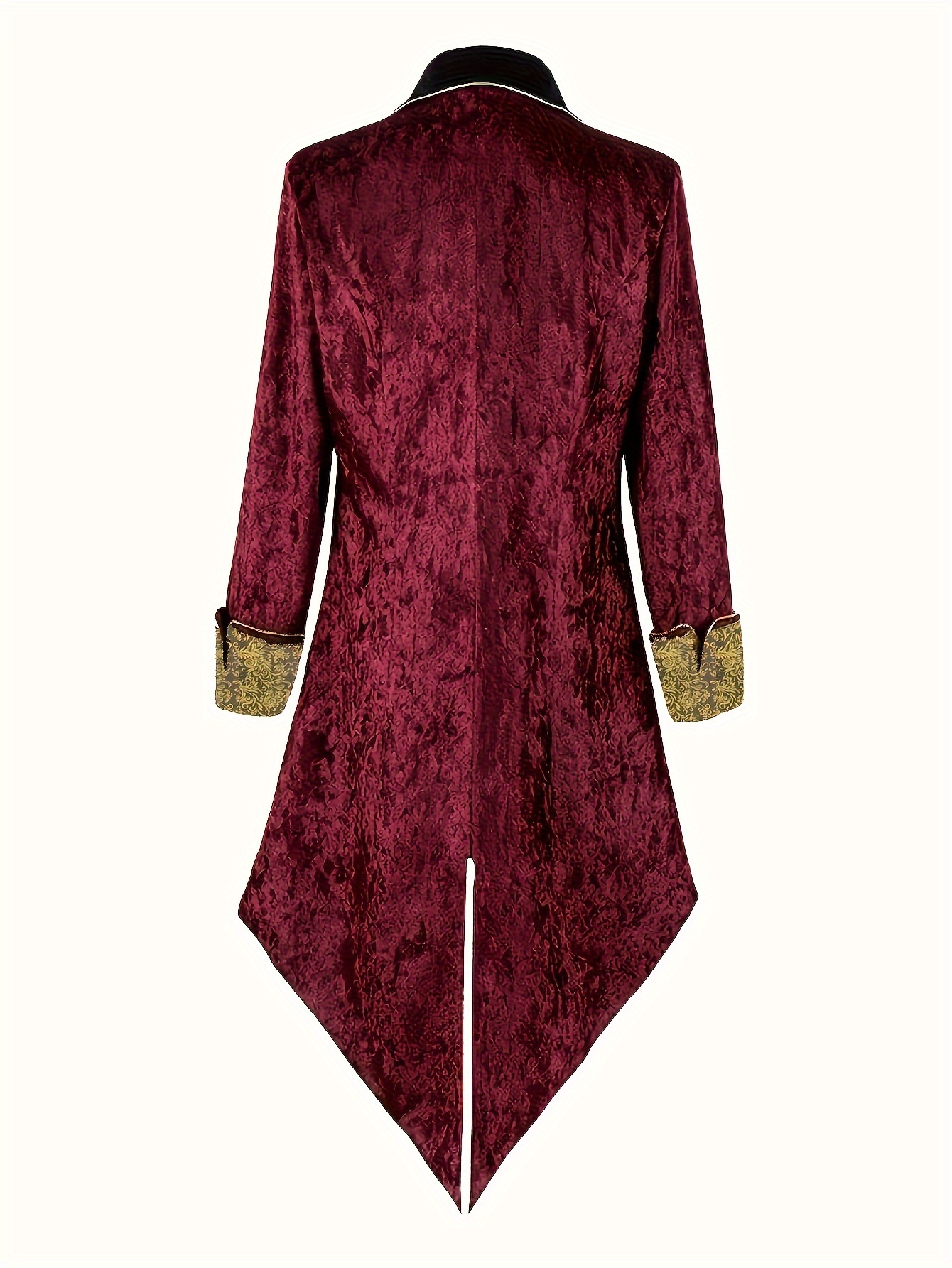 Men's Vintage Velvet Tuxedo with Embroidery - Long Sleeve, Court Style for Stage Performances & Halloween Costumes