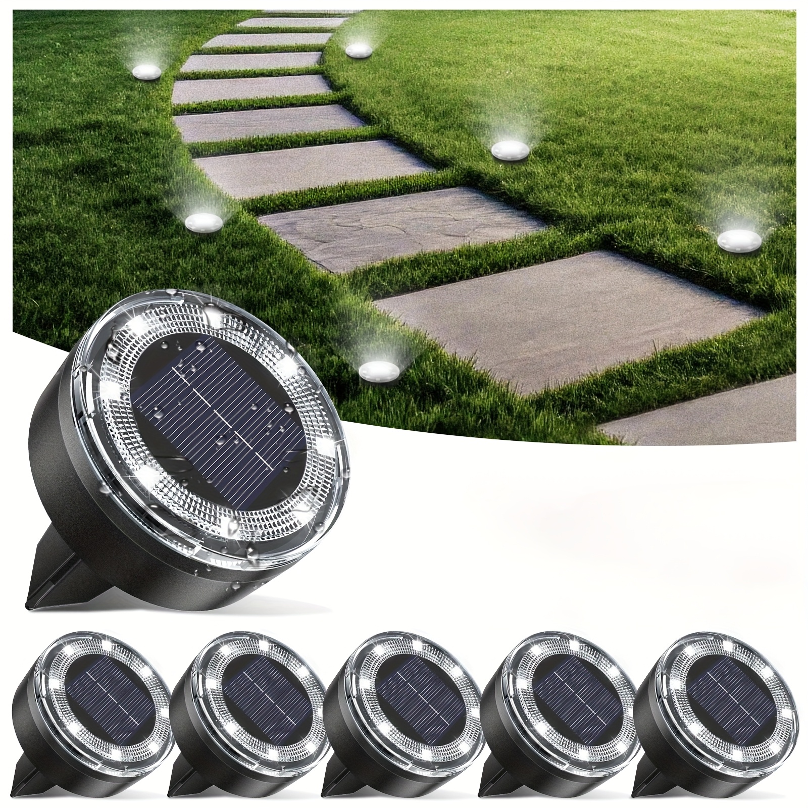 4/5/6/8/10/12/20pcs Super Bright Solar Ground Lights Outdoor(Regular/Mini Version) IP44Solar-powered In-Ground Lights Perfect For Garden Backyard Stairs Deck Swimming Pool Pathway Driveway Road Flower Bed Auto Off And On Easy To Install