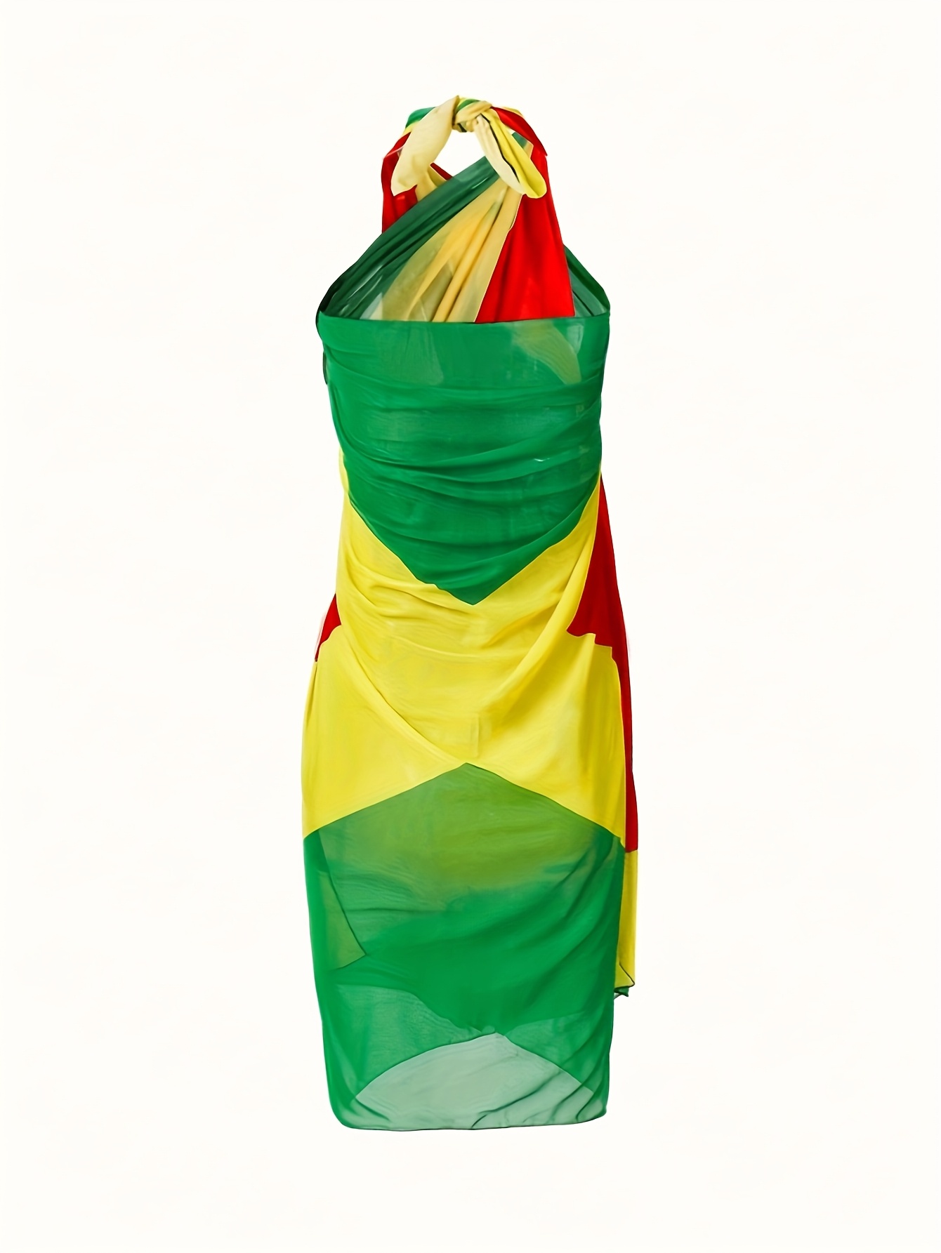 Plus Size One-Piece New Beach Vacation Jamaican Style Mesh Sheer Cover-Up - Image 4