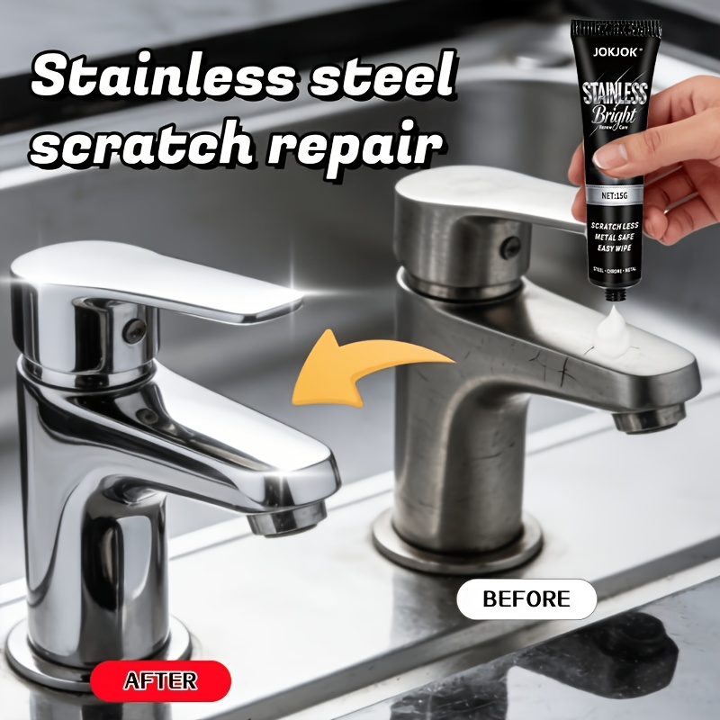 Stainless Steel Scratch Repair Paste - Instantly Wipes Away Scratches on Faucets, Showerheads, and Stovetops. The Fine Paste Won't Scratch Surfaces, Providing a One-step Polishing and Renewal Solution to Extend the Lifespan of Stainless Steel