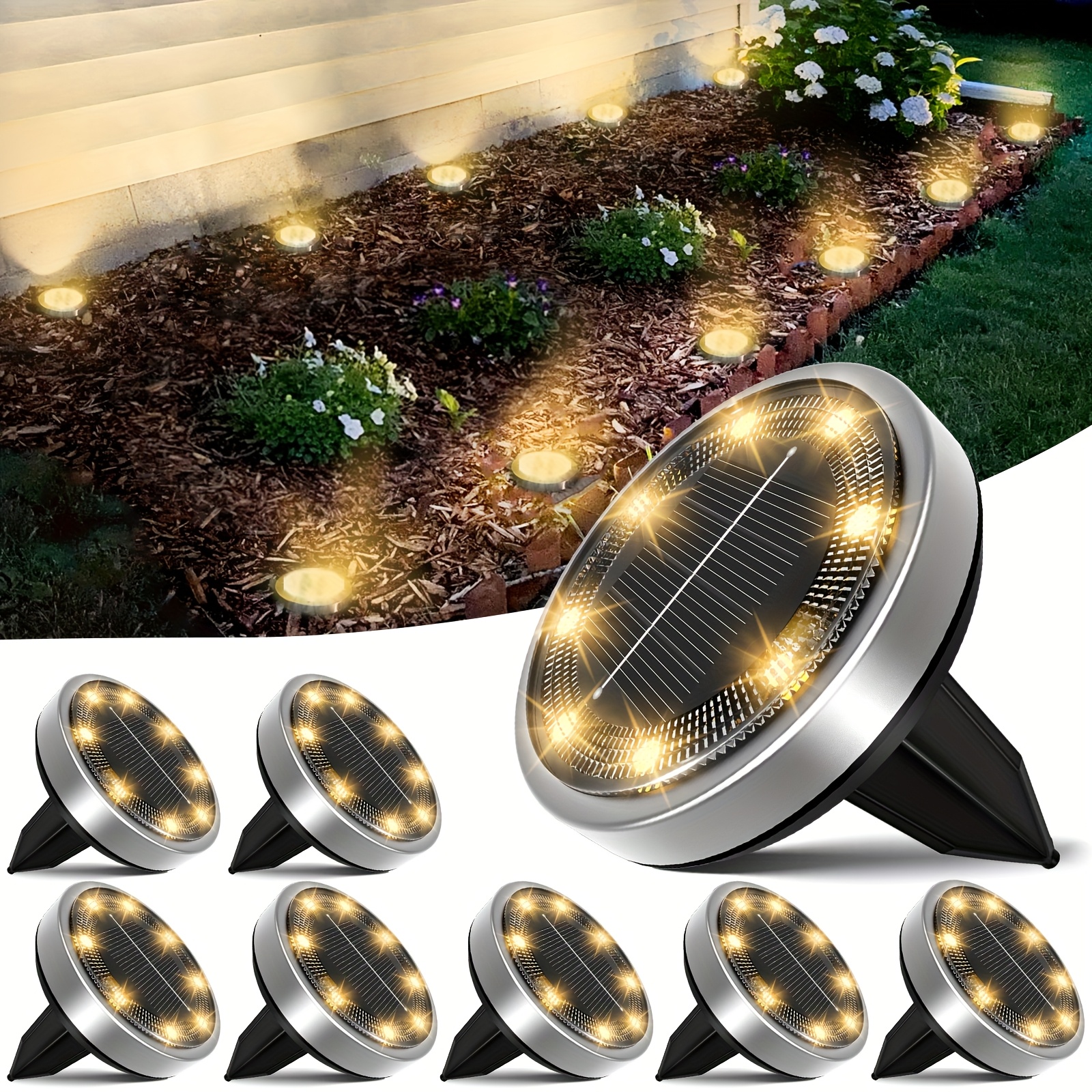 4/5/6/8/10/12/20pcs Super Bright Solar Ground Lights Outdoor(Regular/Mini Version) IP44Solar-powered In-Ground Lights Perfect For Garden Backyard Stairs Deck Swimming Pool Pathway Driveway Road Flower Bed Auto Off And On Easy To Install - Image 11