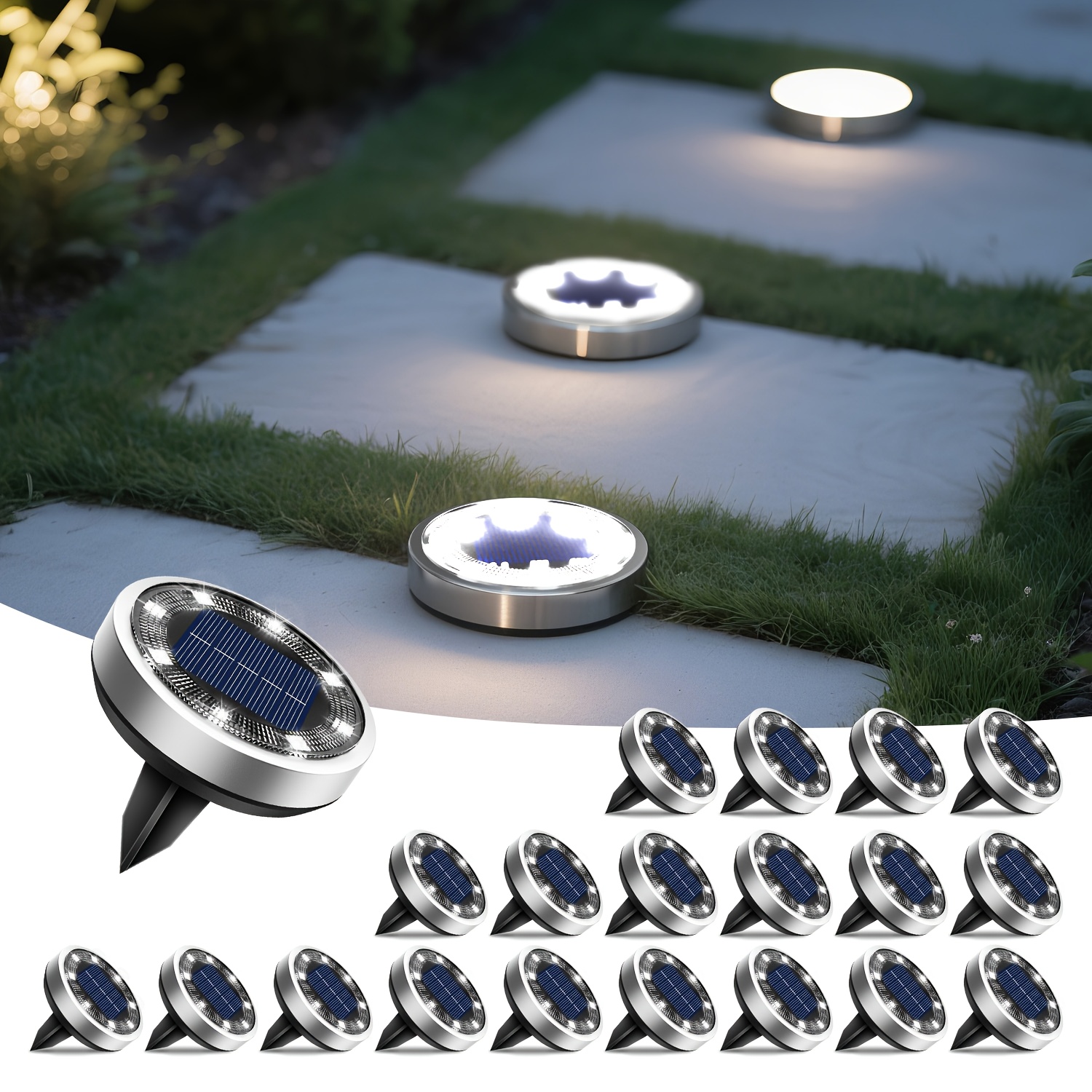 4/5/6/8/10/12/20pcs Super Bright Solar Ground Lights Outdoor(Regular/Mini Version) IP44Solar-powered In-Ground Lights Perfect For Garden Backyard Stairs Deck Swimming Pool Pathway Driveway Road Flower Bed Auto Off And On Easy To Install - Image 16