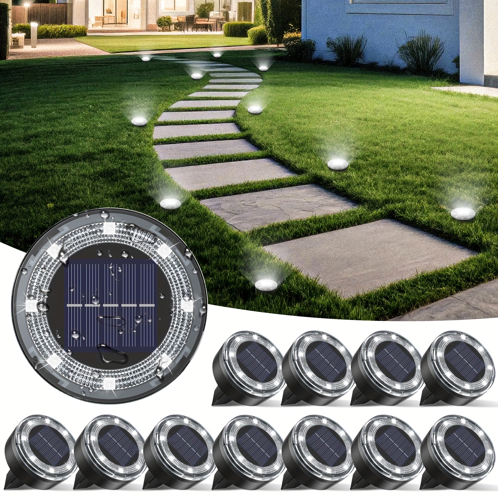 4/5/6/8/10/12/20pcs Super Bright Solar Ground Lights Outdoor(Regular/Mini Version) IP44Solar-powered In-Ground Lights Perfect For Garden Backyard Stairs Deck Swimming Pool Pathway Driveway Road Flower Bed Auto Off And On Easy To Install - Image 7