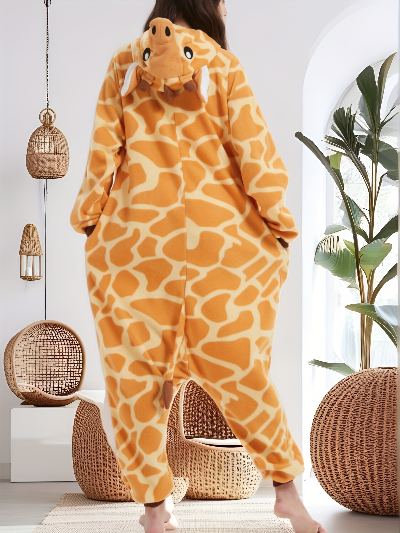 Women's Adult Cartoon Jumpsuit Giraffe, Animal 1pc Pajamas Women Sleepwear, Perfect for Halloween, Christmas and All Seasons Role Play Costumes, Soft and Comfortable Cartoon Dress-Up Bodysuit - Image 2