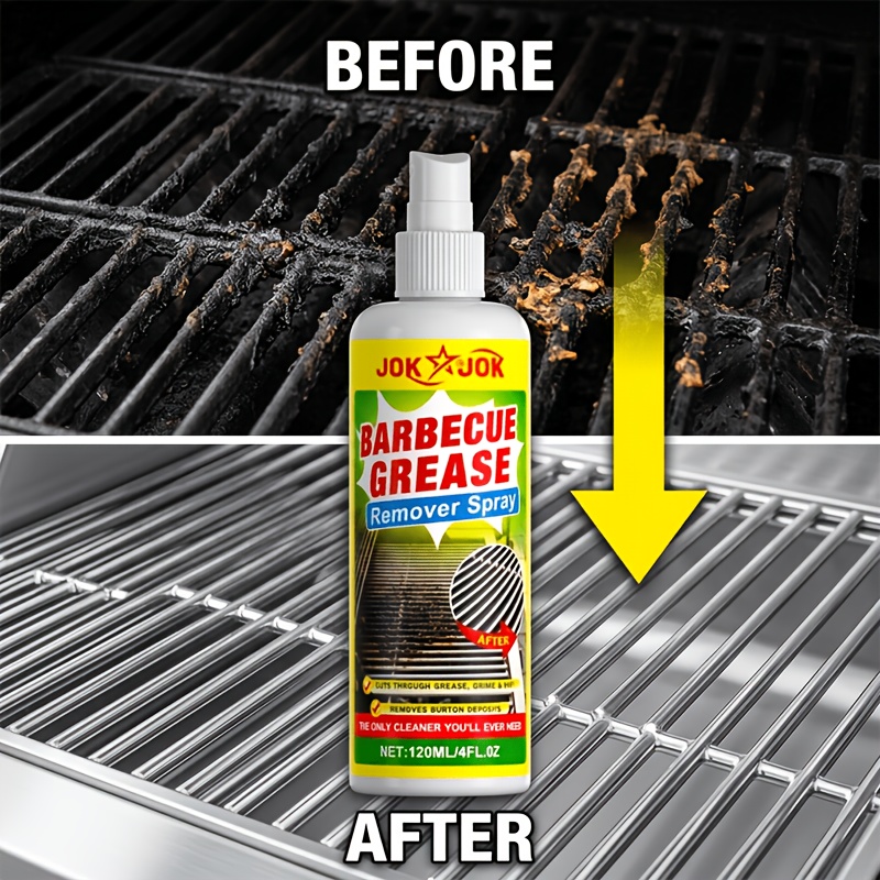 BBQ Grill Cleaner, Heavy Duty Degreaser Cleaning & Polishing Formula, Removes Tough Grease Burnt Food & Carbon Residue, Streak-Free Shine, for Gas Charcoal Electric Grills Oven Racks, Kitchen Cleaning Essential