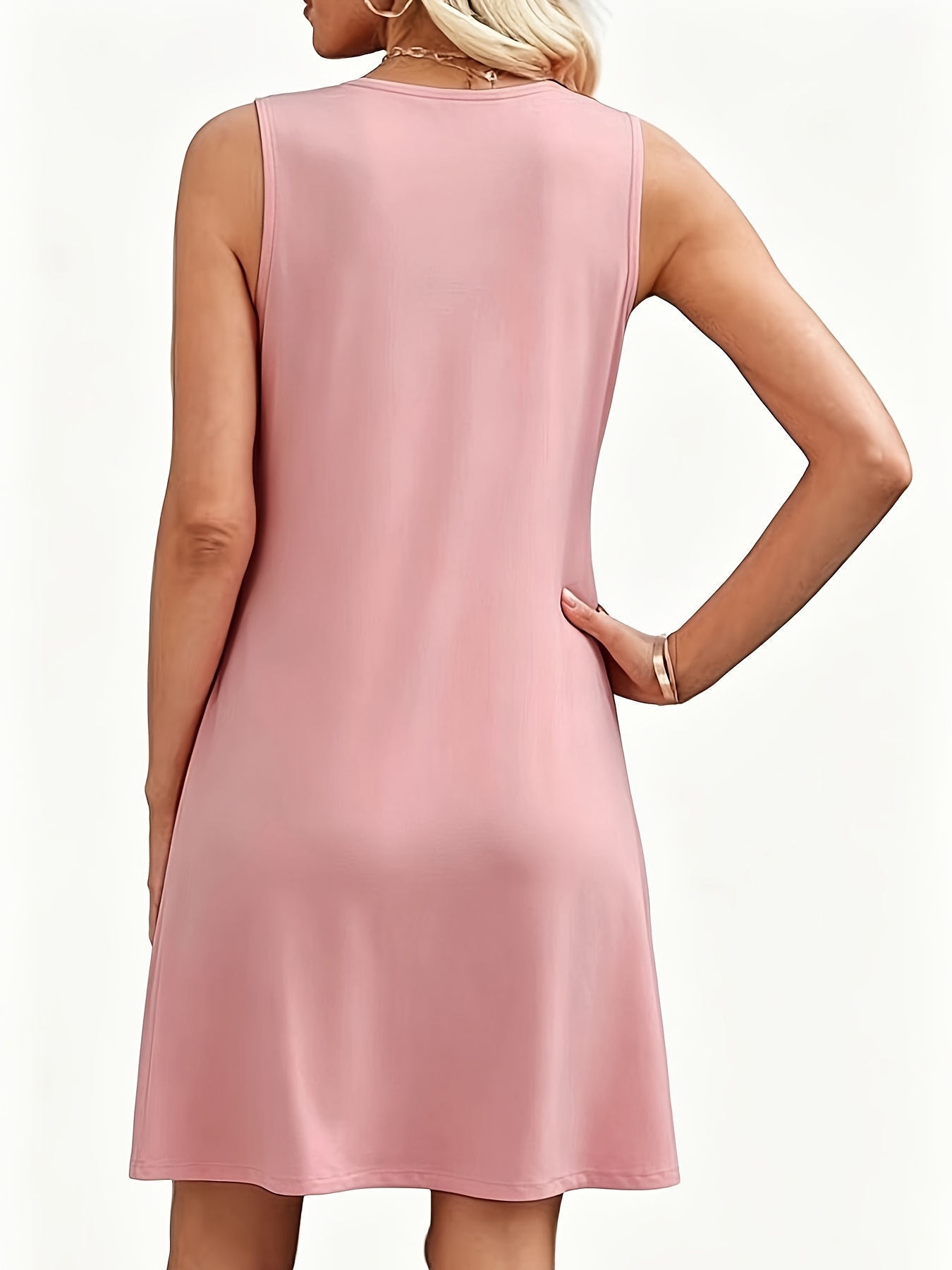 Summer Women's V-Neck Sleeveless Lace Trim Dress, Elegant Lace Hem Mini Maxi Dress for Beach Vacation - Image 11