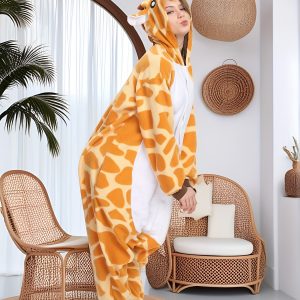 Women's Adult Cartoon Jumpsuit Giraffe, Animal 1pc Pajamas Women Sleepwear, Perfect for Halloween, Christmas and All Seasons Role Play Costumes, Soft and Comfortable Cartoon Dress-Up Bodysuit