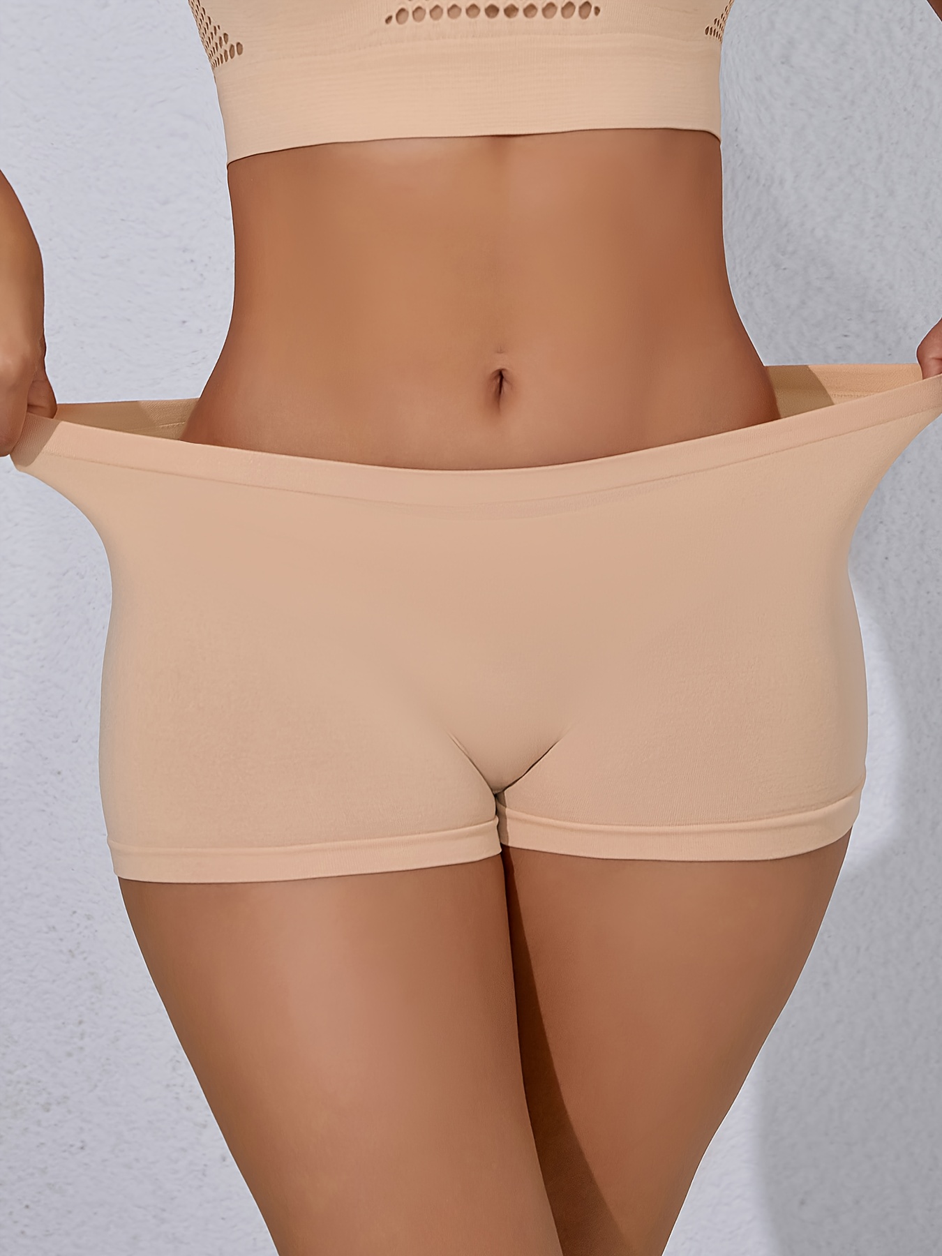 Women'S Seamless Boxer Briefs One-Piece Traceless Anti-Exposure Shorts Easy Solid Color Boxer Briefs - Image 6