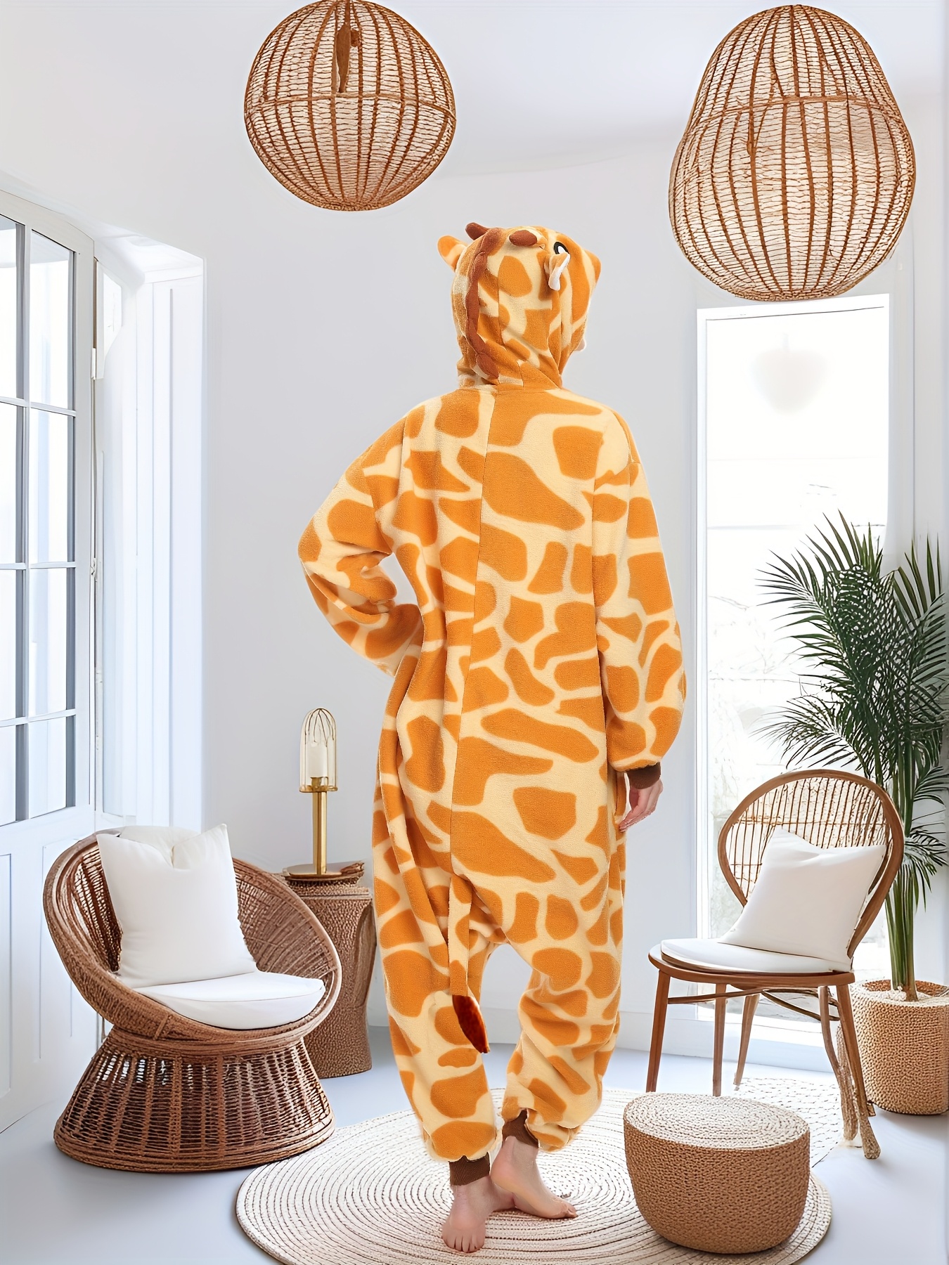 Women's Adult Cartoon Jumpsuit Giraffe, Animal 1pc Pajamas Women Sleepwear, Perfect for Halloween, Christmas and All Seasons Role Play Costumes, Soft and Comfortable Cartoon Dress-Up Bodysuit - Image 4