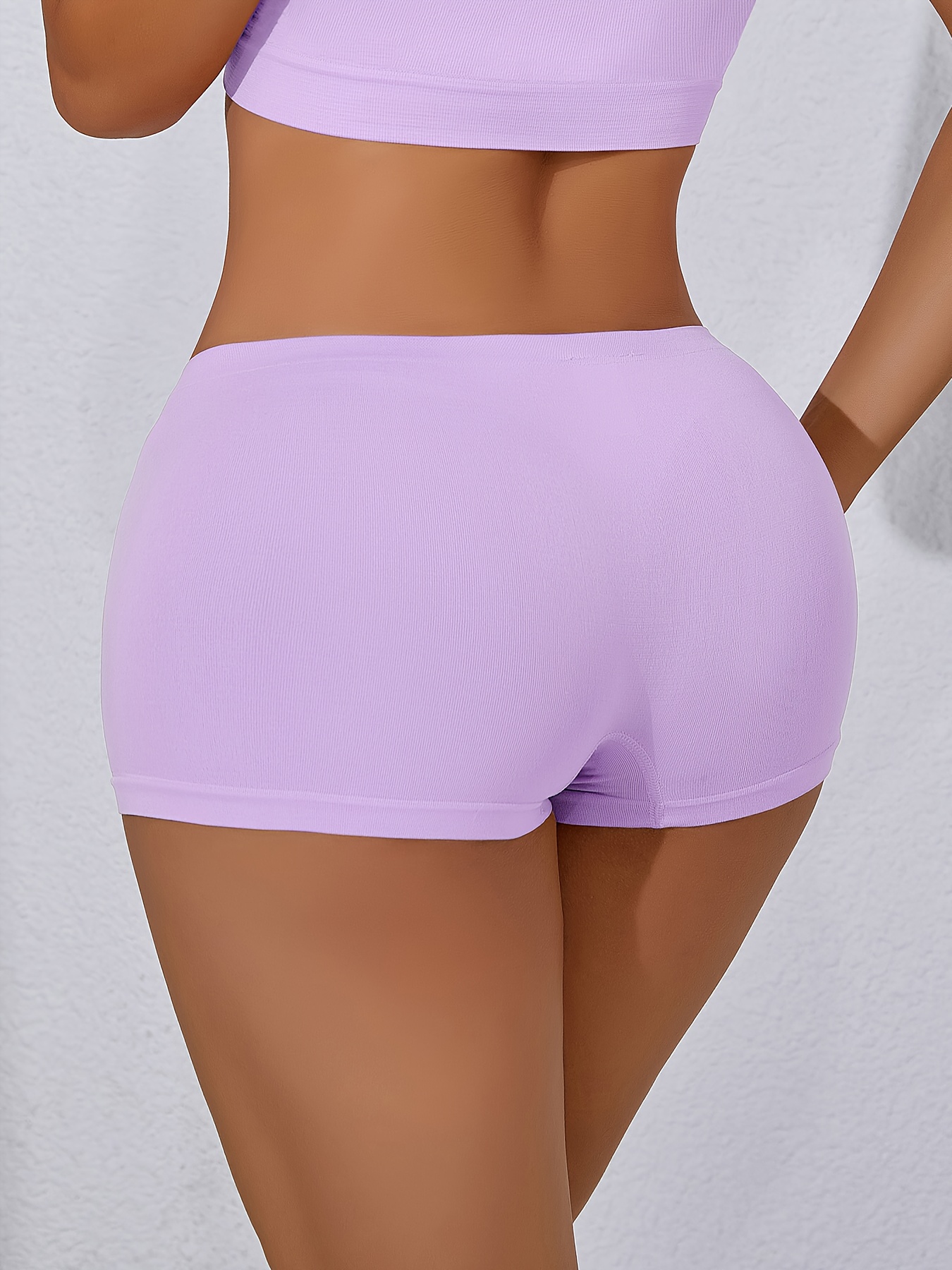 Women'S Seamless Boxer Briefs One-Piece Traceless Anti-Exposure Shorts Easy Solid Color Boxer Briefs - Image 9
