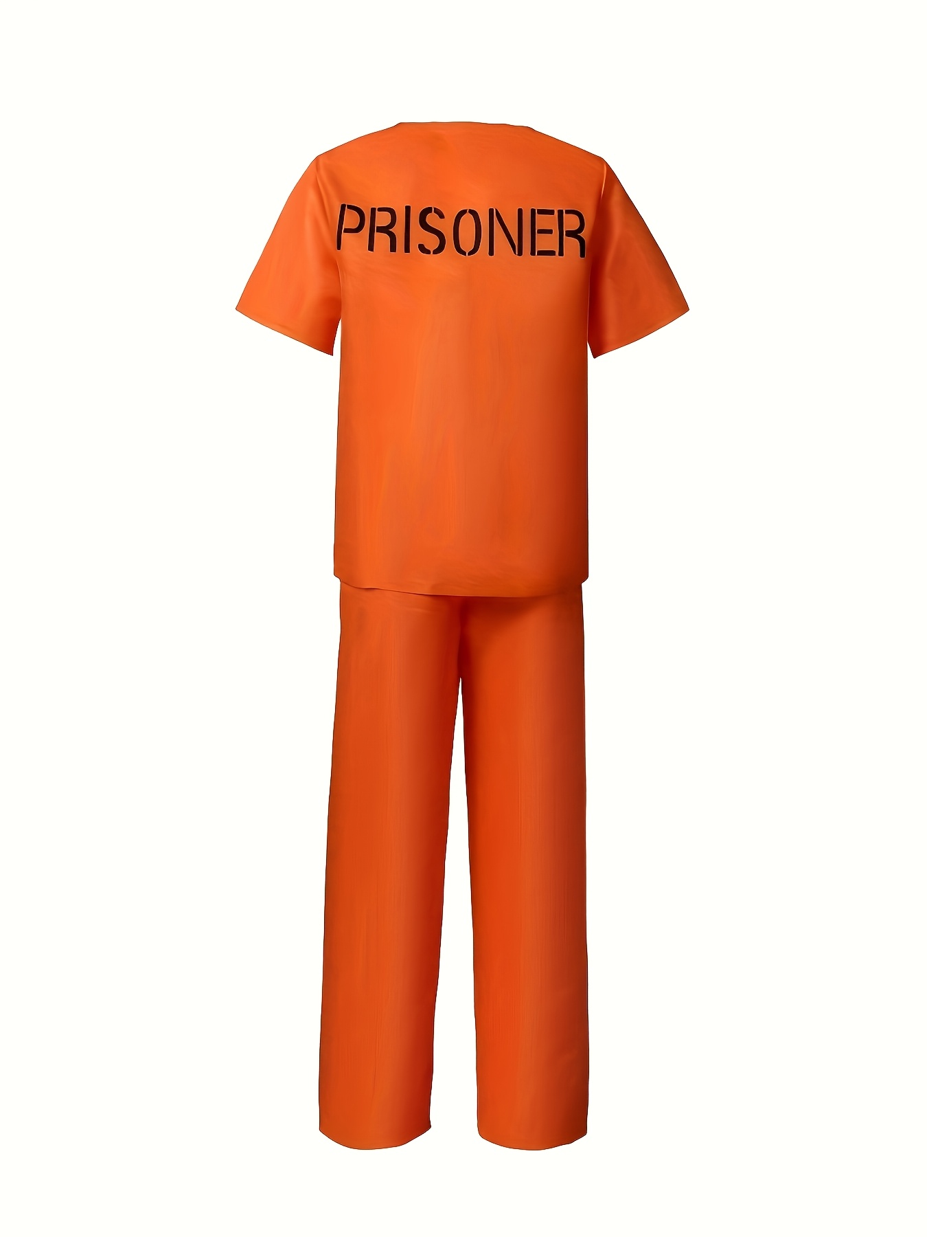 Halloween Adult Prisoner Costume, Stage Role-Play Jailhouse Outfit, Short-Sleeve Set - Image 3