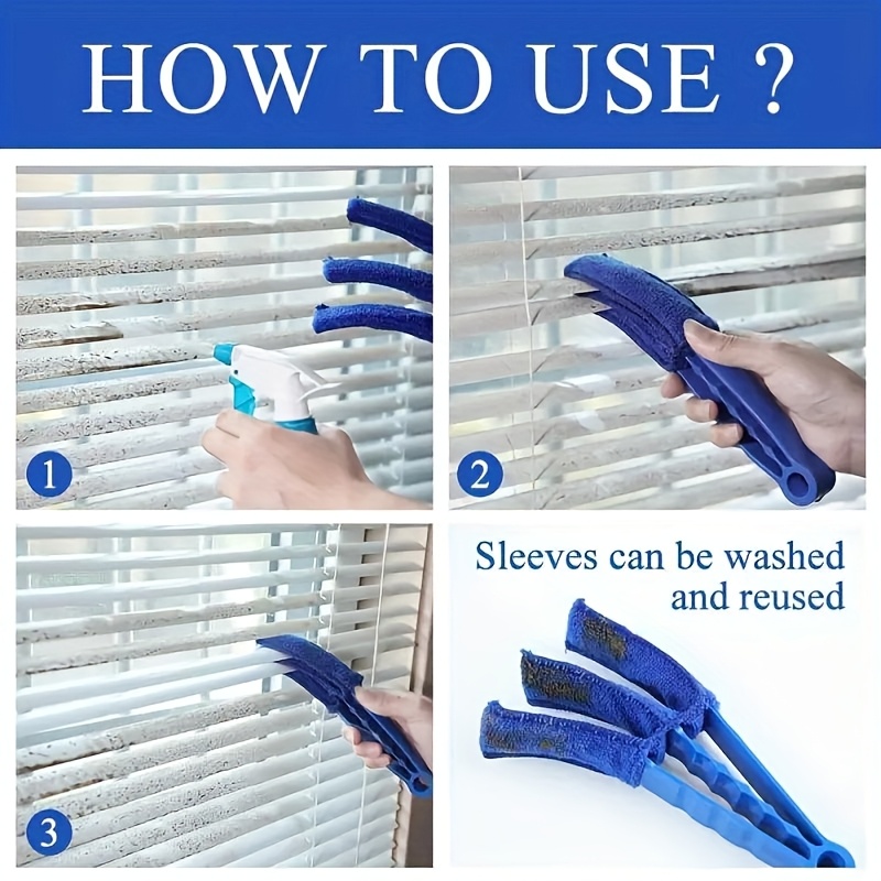 2-Pack Microfiber Randomcolor Style Blind Cleaner Kit - Reusable Crevice Brush for Vents/Windows/Curtains - Washable Household Tool