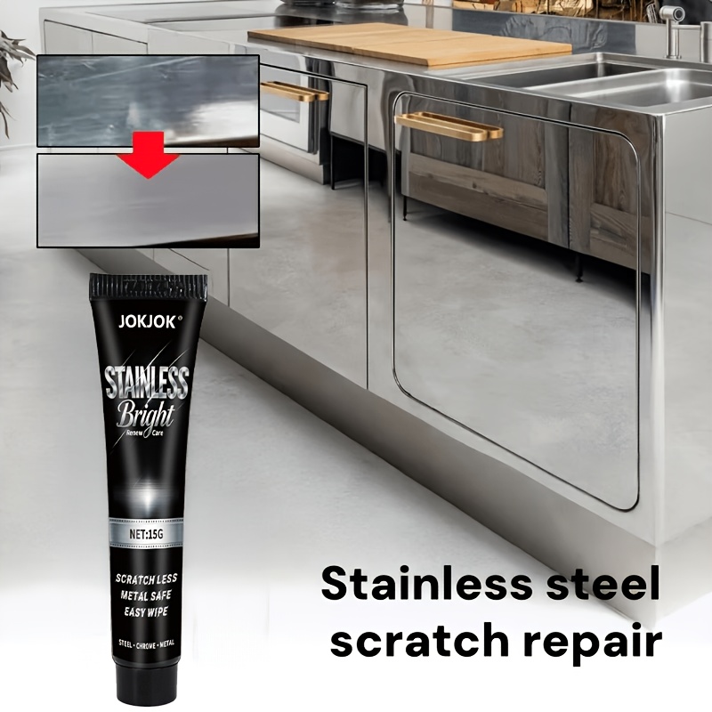 Stainless Steel Scratch Repair Paste - Instantly Wipes Away Scratches on Faucets, Showerheads, and Stovetops. The Fine Paste Won't Scratch Surfaces, Providing a One-step Polishing and Renewal Solution to Extend the Lifespan of Stainless Steel
