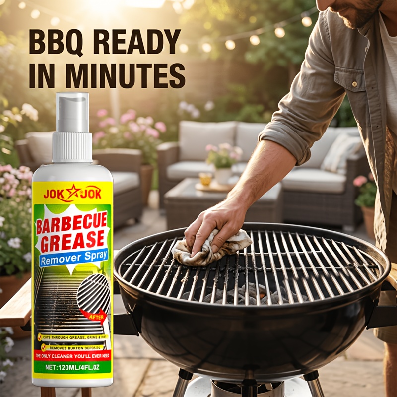BBQ Grill Cleaner, Heavy Duty Degreaser Cleaning & Polishing Formula, Removes Tough Grease Burnt Food & Carbon Residue, Streak-Free Shine, for Gas Charcoal Electric Grills Oven Racks, Kitchen Cleaning Essential