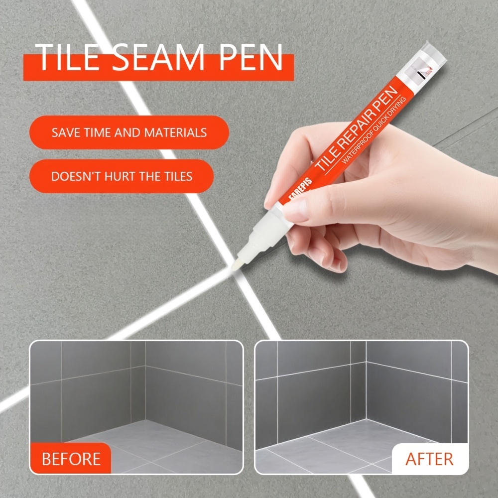 3pcs Tile Grout Pen, Wall Grout Marker, Non-Erasable Marker, Easy-to-Use White Filler, Suitable for Tile Floors and Bathroom Grout Repair