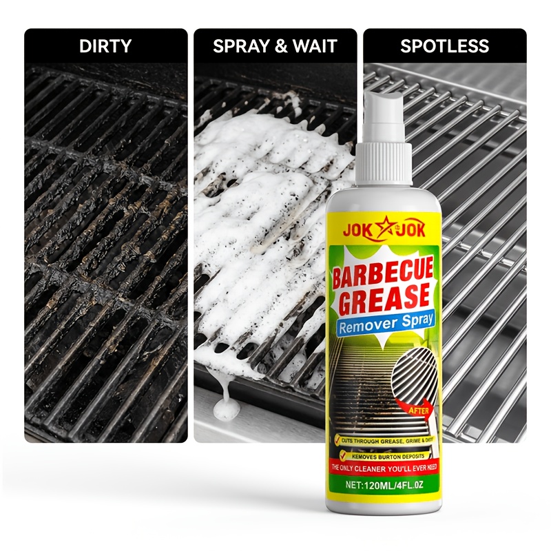 BBQ Grill Cleaner, Heavy Duty Degreaser Cleaning & Polishing Formula, Removes Tough Grease Burnt Food & Carbon Residue, Streak-Free Shine, for Gas Charcoal Electric Grills Oven Racks, Kitchen Cleaning Essential