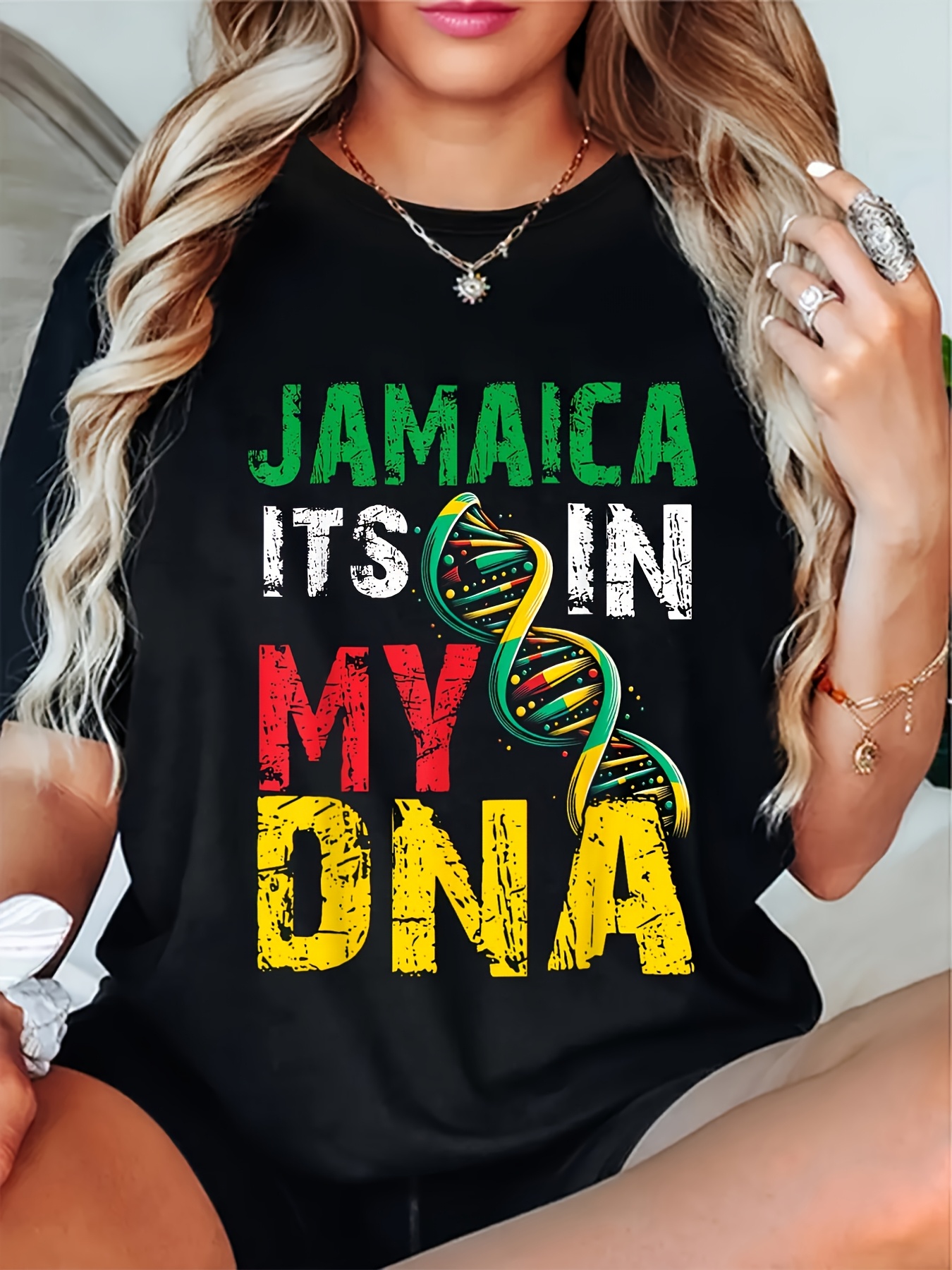 100% Jamaican Culture Flag Men Jamaica It'S in My DNA T-Shirt Round Neck Short Sleeve T-Shirt Men Graphic T-Shirt 45JGY8