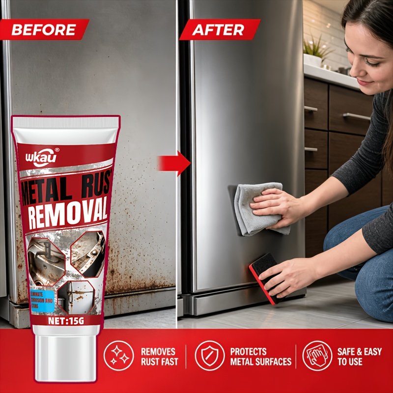Metal Rust Removal & Protection Paste - Powerful Anti-corrosion Peroxide Formula, Fast-acting. Works on Fridges, Sinks, Scissors, All Metals, Lasting Rust Shield & Surface Care.