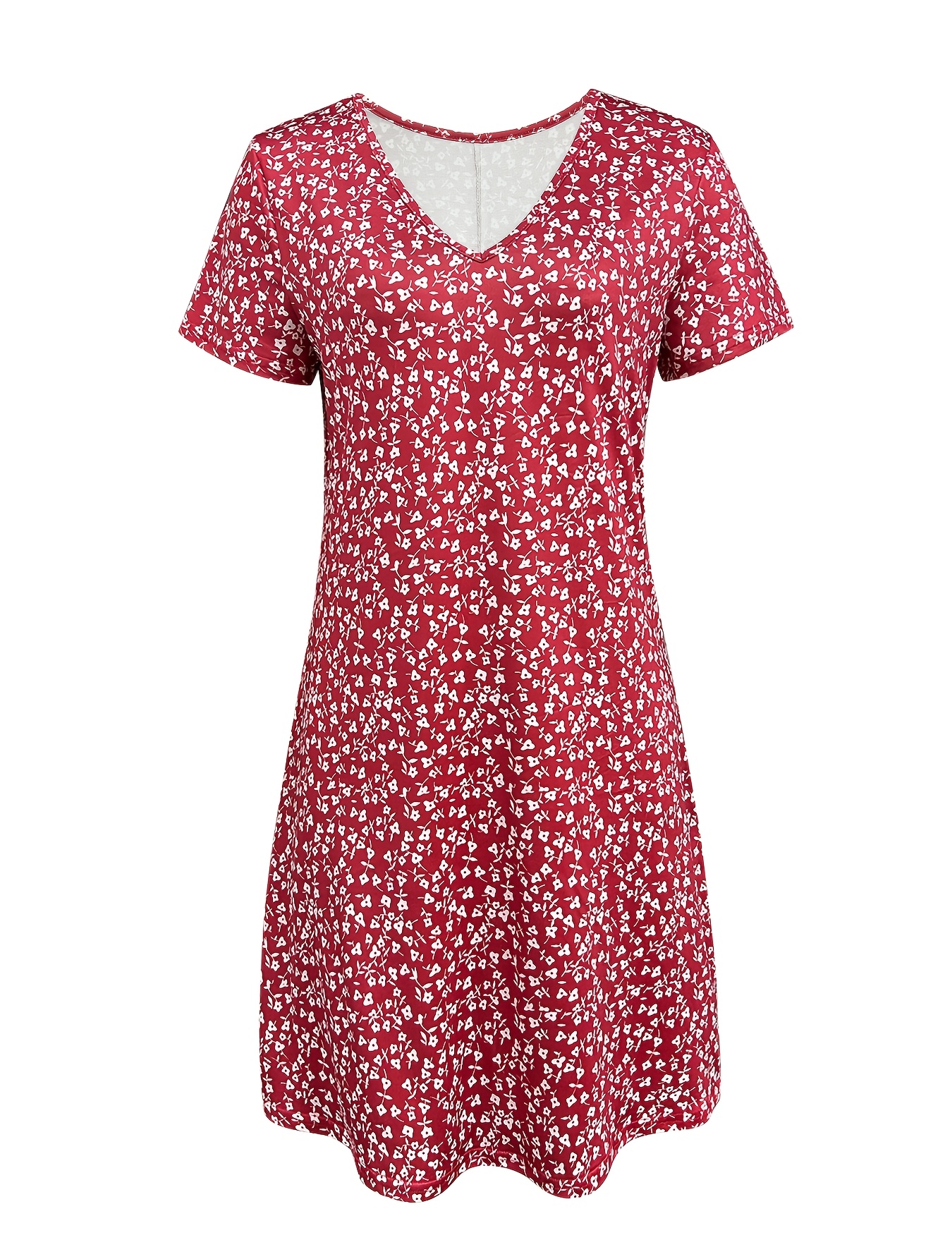 2026 Summer New Style Softcore Floral Print Dress, Pink V-Neck Design, Elevated Apparel, and Figure-Flattering, Gentle Commute Citywalk Outfit, Sweet Style, Ins-Style Trendy Women's Clothing - Image 6