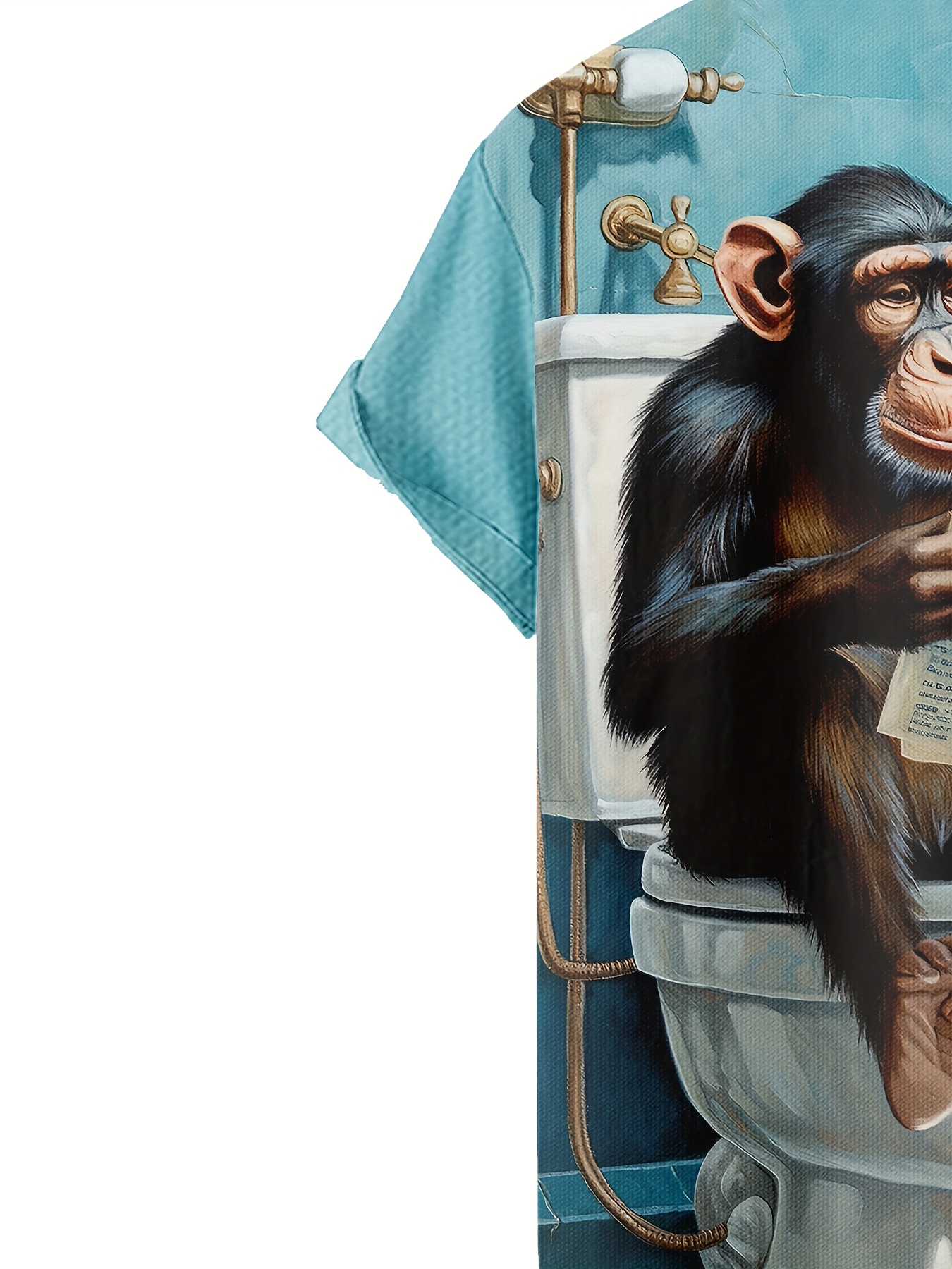 Funny Gorilla Reading Newspaper Pattern 3D Printed Men's Shirt, Fashionable Casual Hip-Hop Rock Streetwear Hawaiian Shirt - Image 4