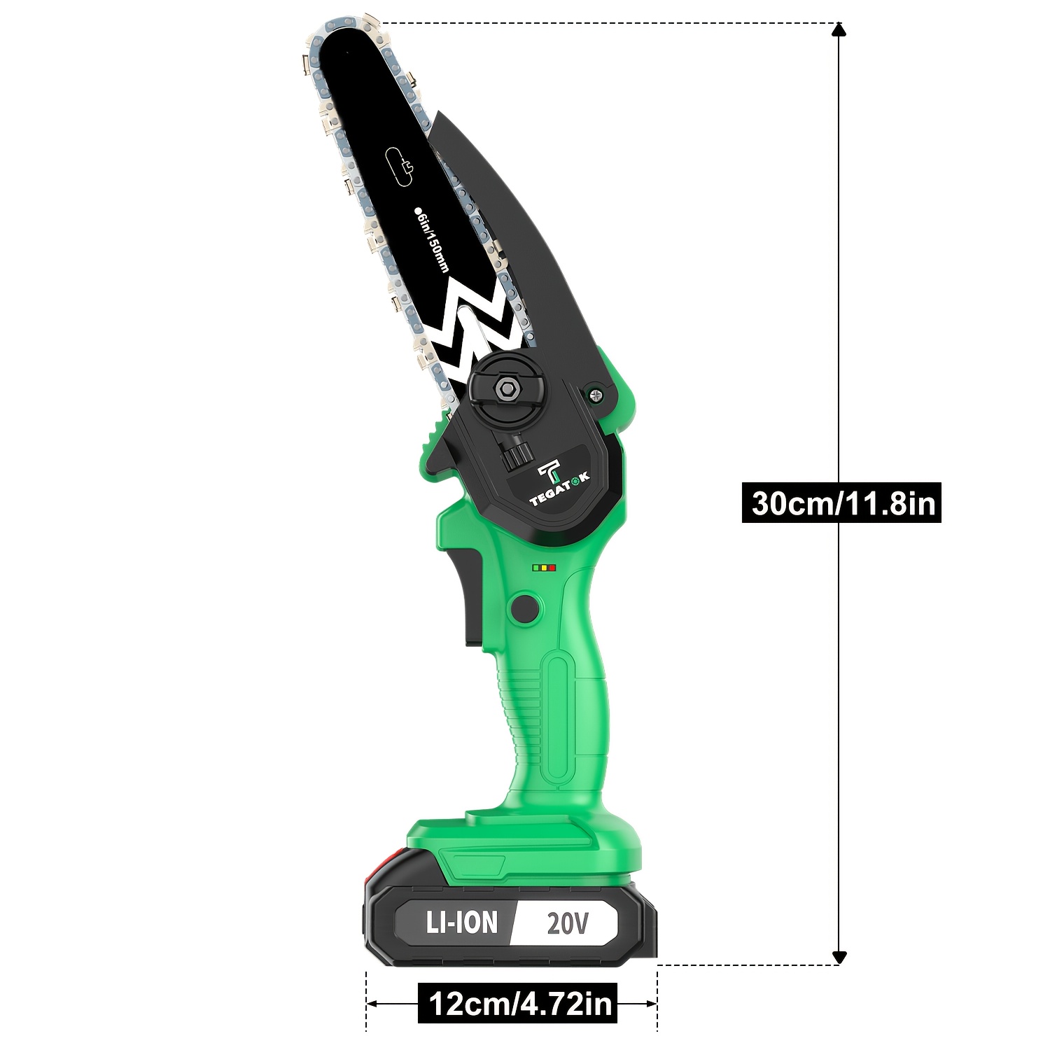 10 Inch/6 Inch Cordless Electric Chainsaw | 20V, 2*4.0Ah Lithium Batteries, 2*Chains, Charger, Efficient Cutting, for Wood Trimming, Woodworking, Landscaping, Yard Pruning - TEGATOK