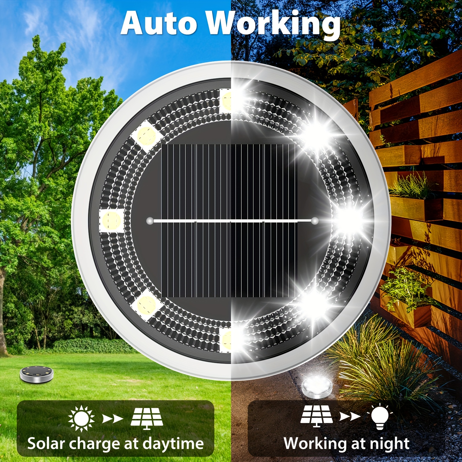 4/5/6/8/10/12/20pcs Super Bright Solar Ground Lights Outdoor(Regular/Mini Version) IP44Solar-powered In-Ground Lights Perfect For Garden Backyard Stairs Deck Swimming Pool Pathway Driveway Road Flower Bed Auto Off And On Easy To Install
