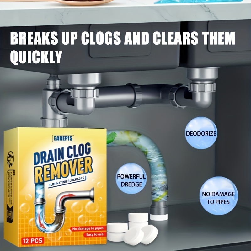 Drainage Effervescent Tablets - Effectively Decompose Hair, Food Scraps, And More, Remove Odors Without Damaging Pipes, Suitable for Bathroom Sinks, Kitchen Drains, Shower Traps, Toilets
