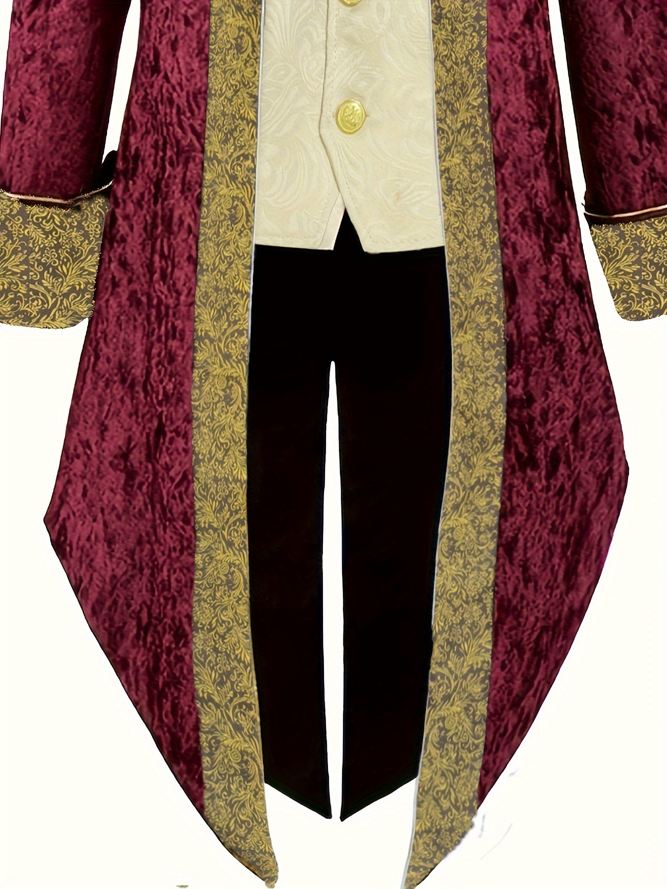 Men's Vintage Velvet Tuxedo with Embroidery - Long Sleeve, Court Style for Stage Performances & Halloween Costumes - Image 7