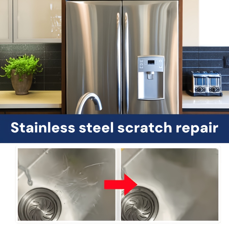 Stainless Steel Scratch Repair Paste - Instantly Wipes Away Scratches on Faucets, Showerheads, and Stovetops. The Fine Paste Won't Scratch Surfaces, Providing a One-step Polishing and Renewal Solution to Extend the Lifespan of Stainless Steel