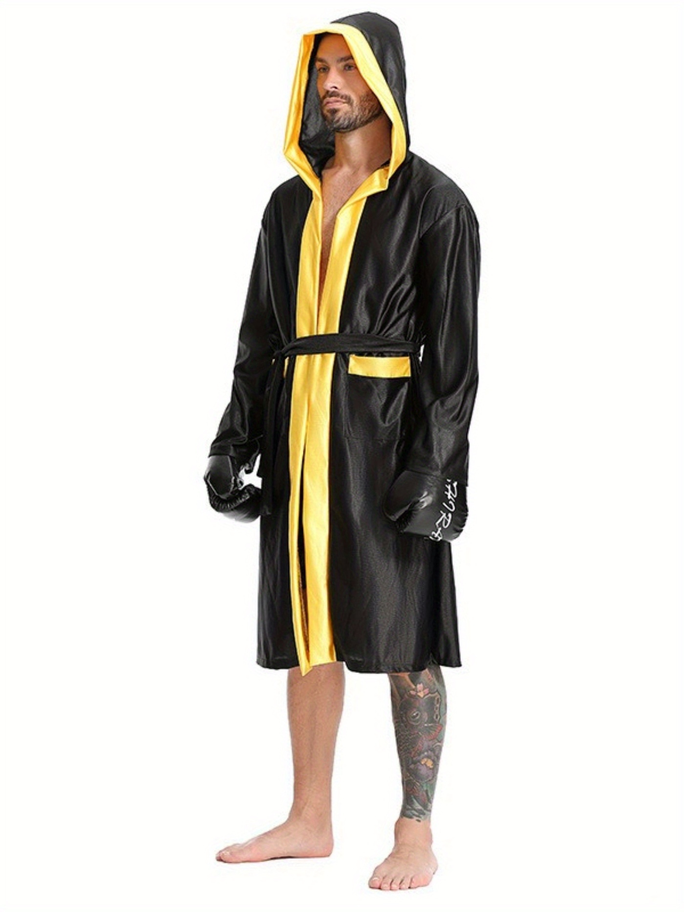 Halloween Adult Men And Women Couple Cosplay Boxing Game Suit, Battle Robe Sports Set, Boxer Warrior Costume Hooded Cloak, Free Fighting Combat Sanda Competition Appearance Battle Robe