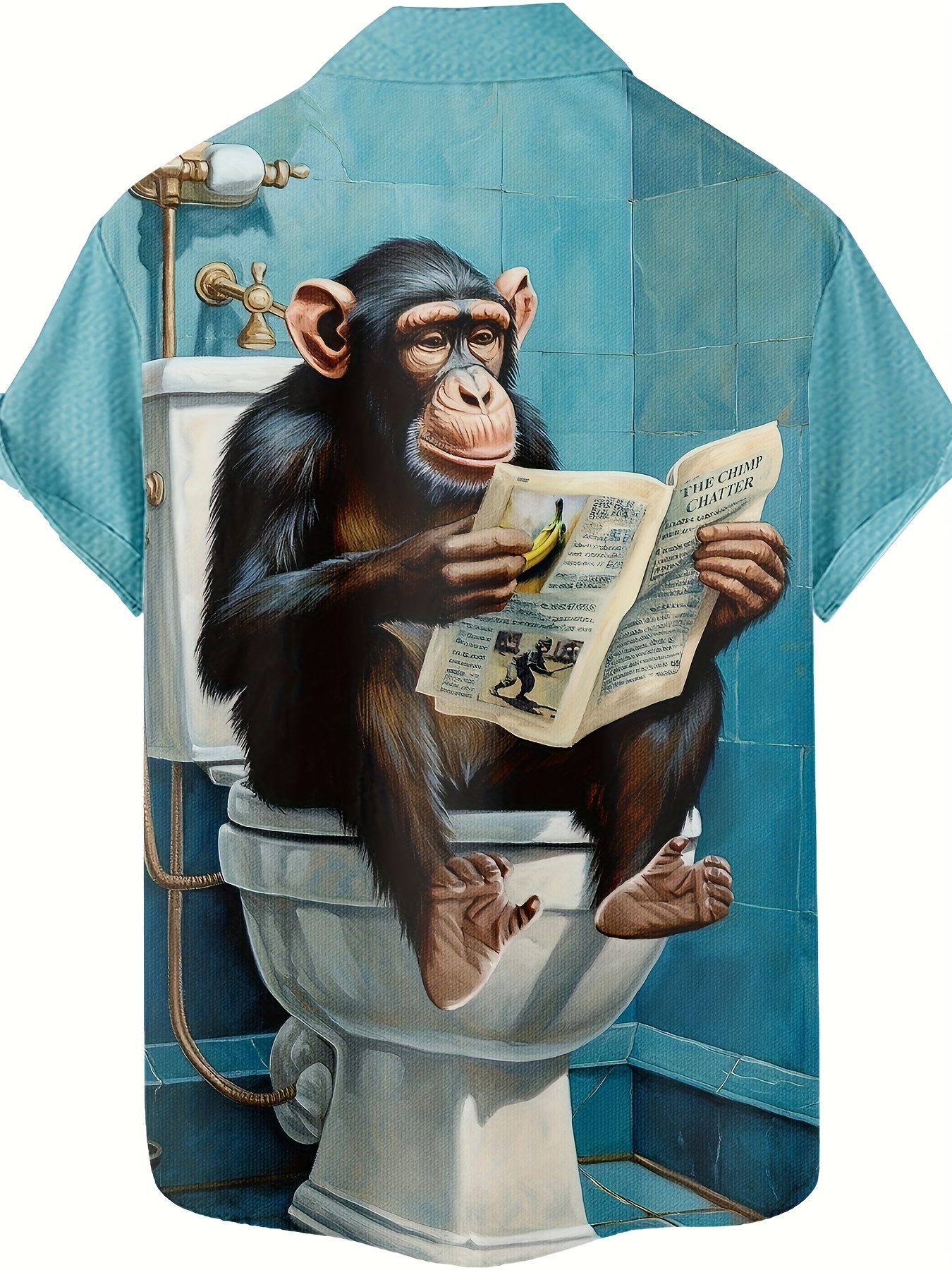 Funny Gorilla Reading Newspaper Pattern 3D Printed Men's Shirt, Fashionable Casual Hip-Hop Rock Streetwear Hawaiian Shirt - Image 3