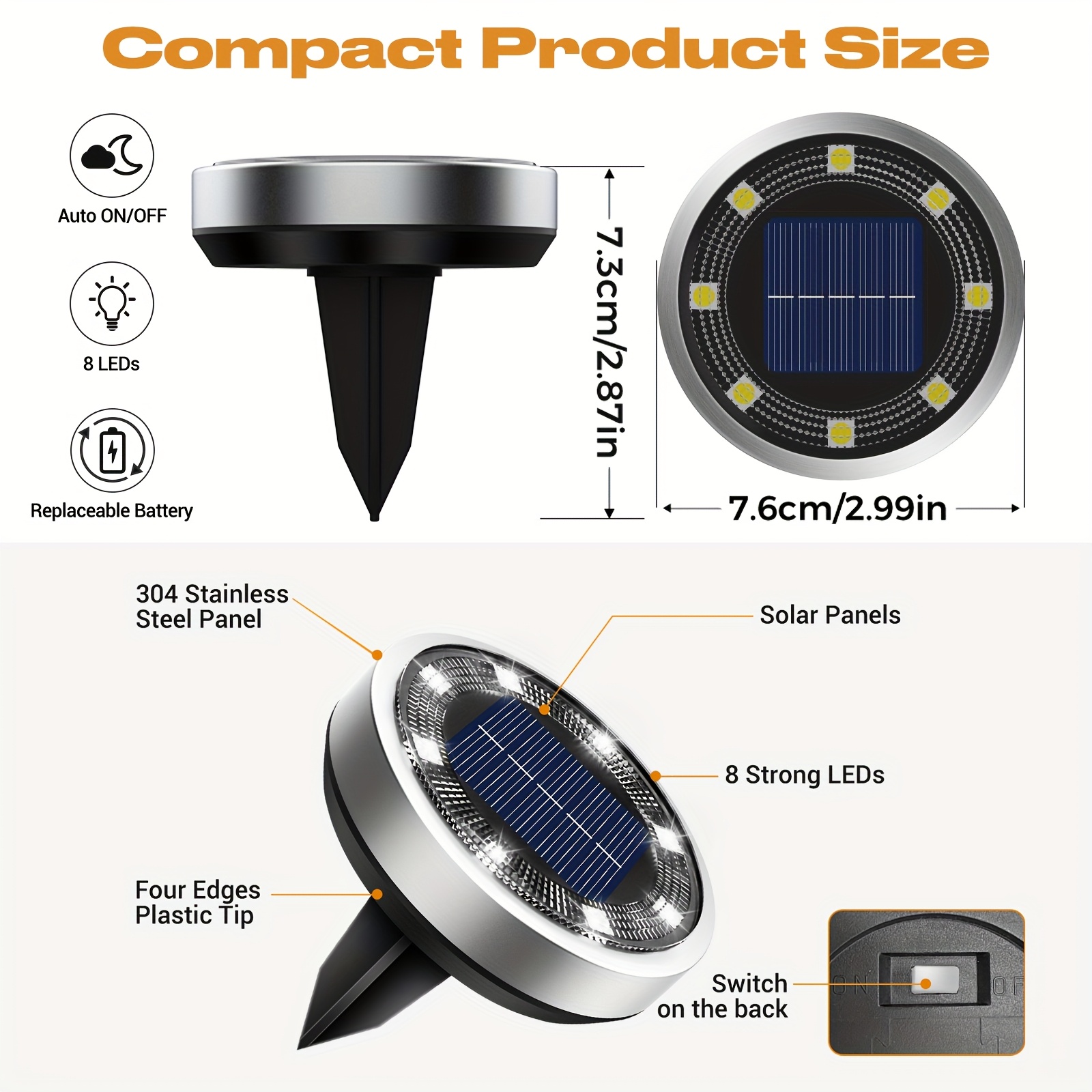 4/5/6/8/10/12/20pcs Super Bright Solar Ground Lights Outdoor(Regular/Mini Version) IP44Solar-powered In-Ground Lights Perfect For Garden Backyard Stairs Deck Swimming Pool Pathway Driveway Road Flower Bed Auto Off And On Easy To Install