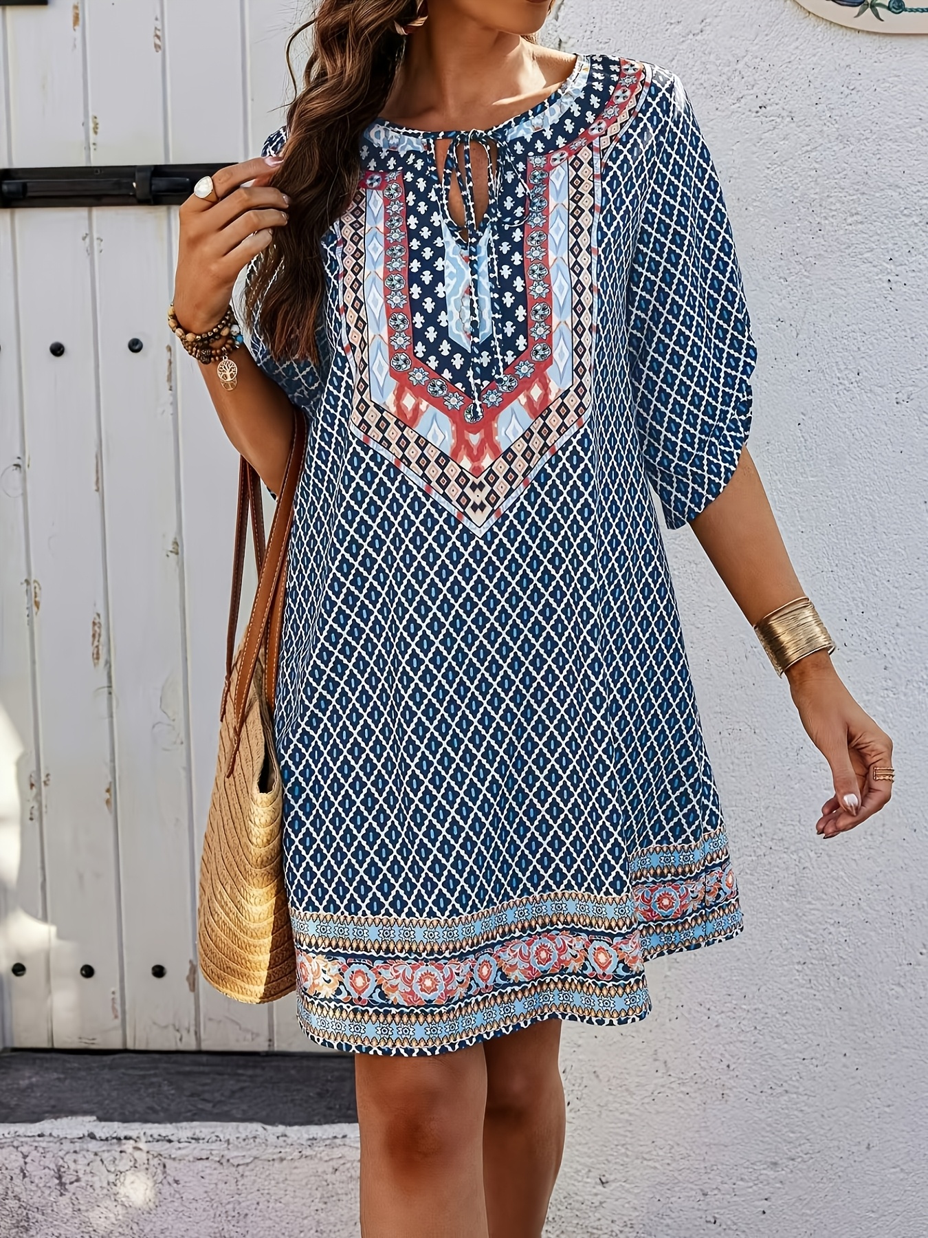 Women's Summer Straight-Leg Casual Directional Print Dress - Image 2