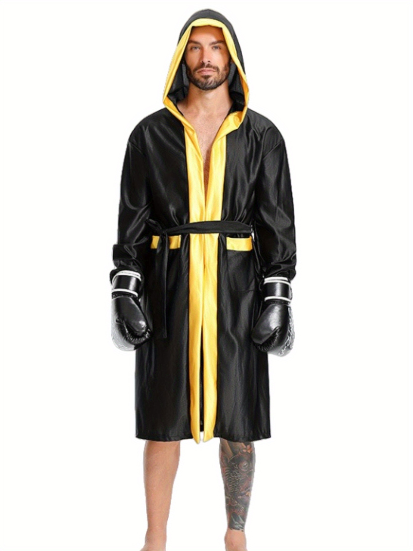 Halloween Adult Men And Women Couple Cosplay Boxing Game Suit, Battle Robe Sports Set, Boxer Warrior Costume Hooded Cloak, Free Fighting Combat Sanda Competition Appearance Battle Robe