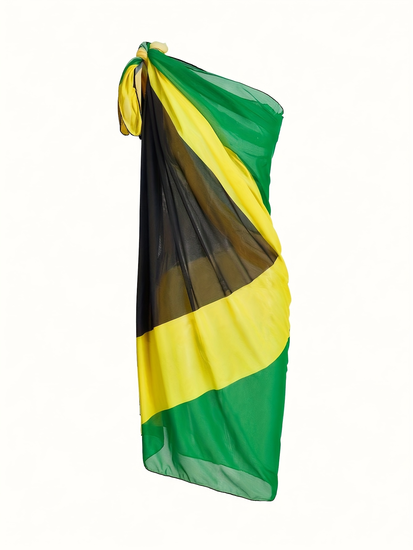 Plus Size One-Piece New Beach Vacation Jamaican Style Mesh Sheer Cover-Up - Image 7