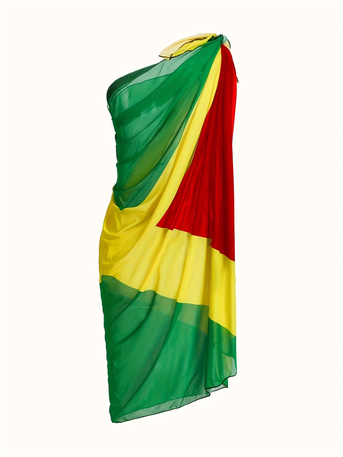 Plus Size One-Piece New Beach Vacation Jamaican Style Mesh Sheer Cover-Up - Image 8